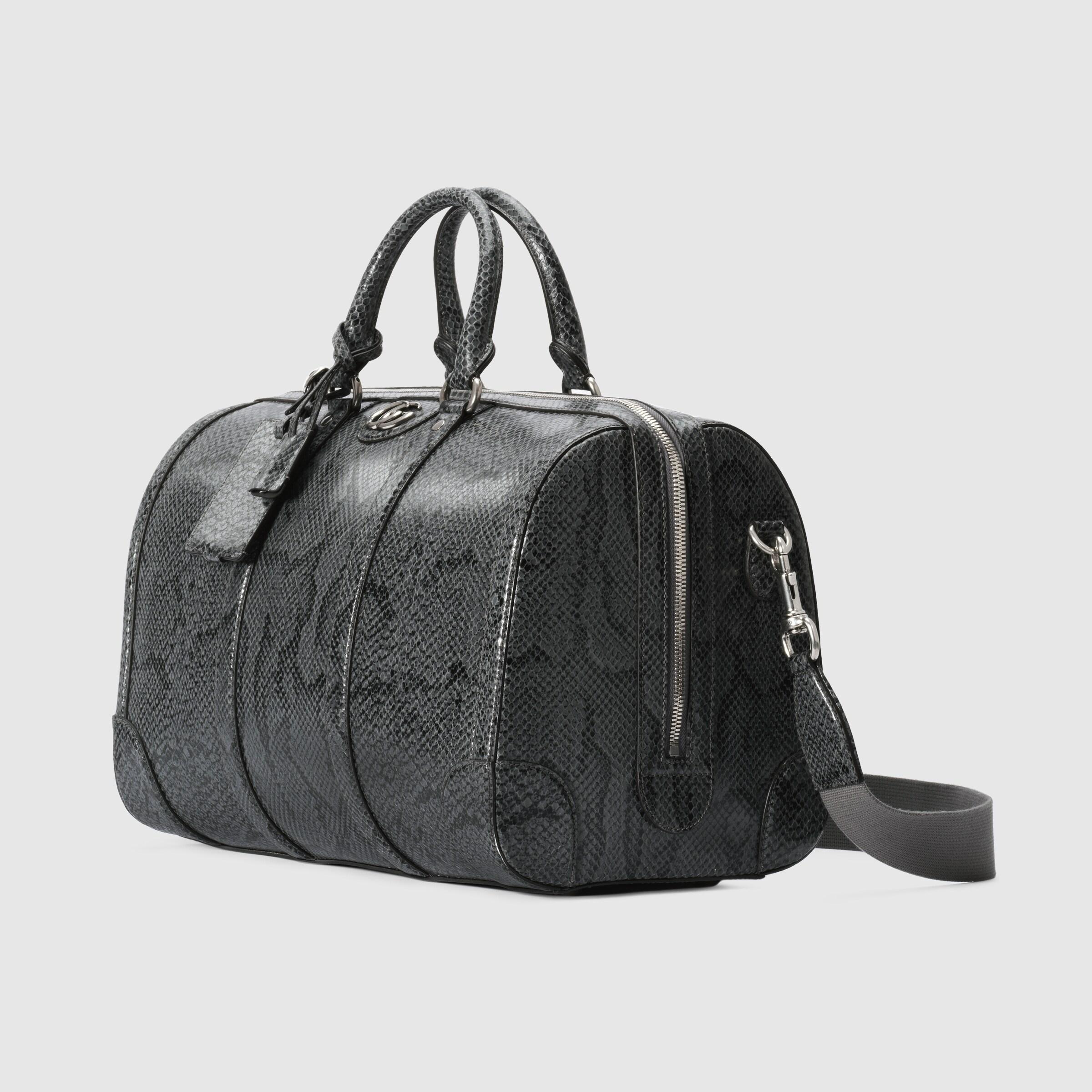 Gucci Python Duffle Bag With Double G in Black for Men