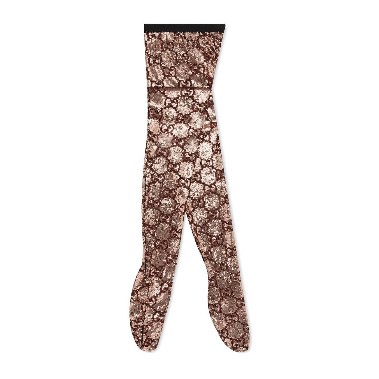 Gucci Synthetic Sequin Tights With GG 