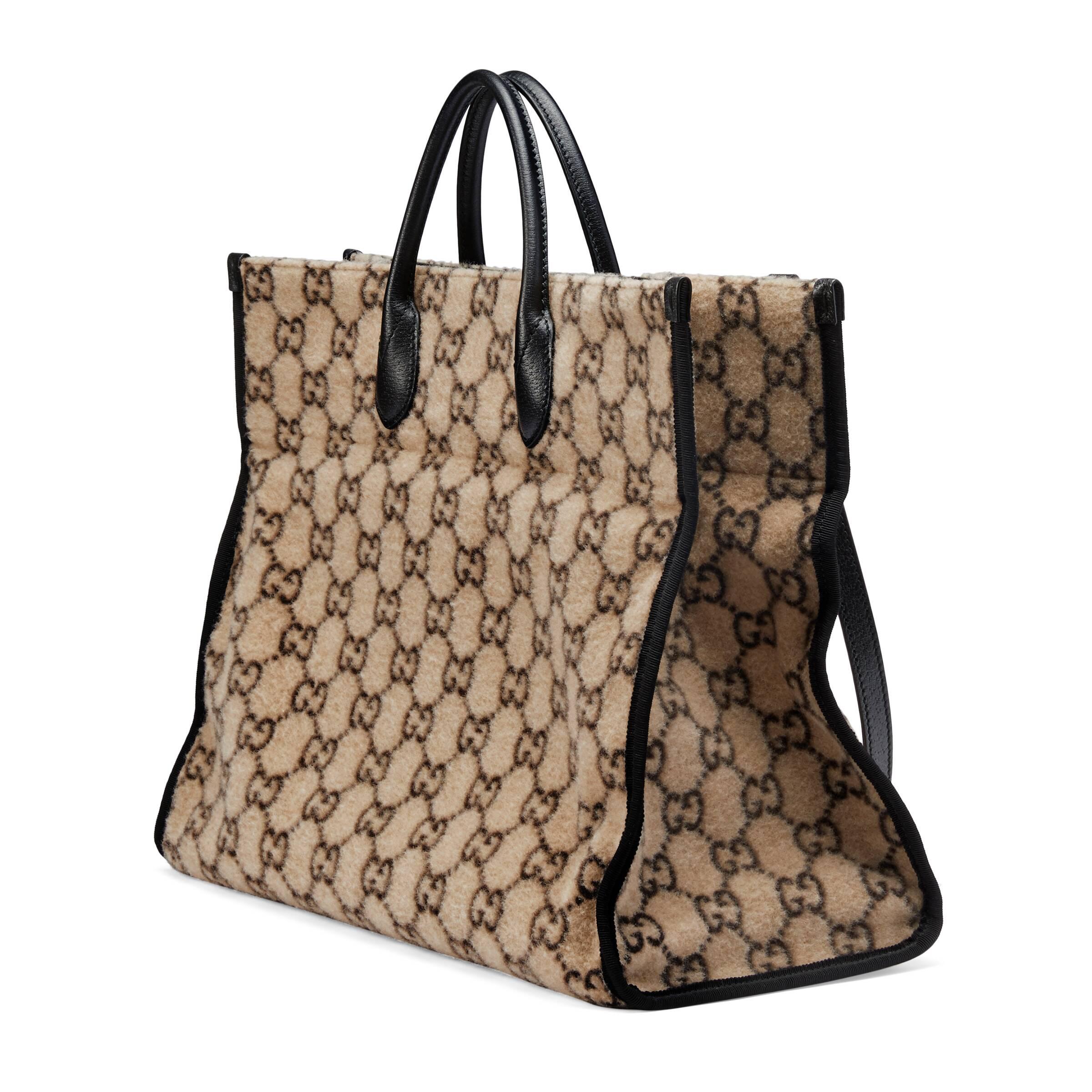 Gucci GG Wool Tote in Beige (Natural) - Lyst