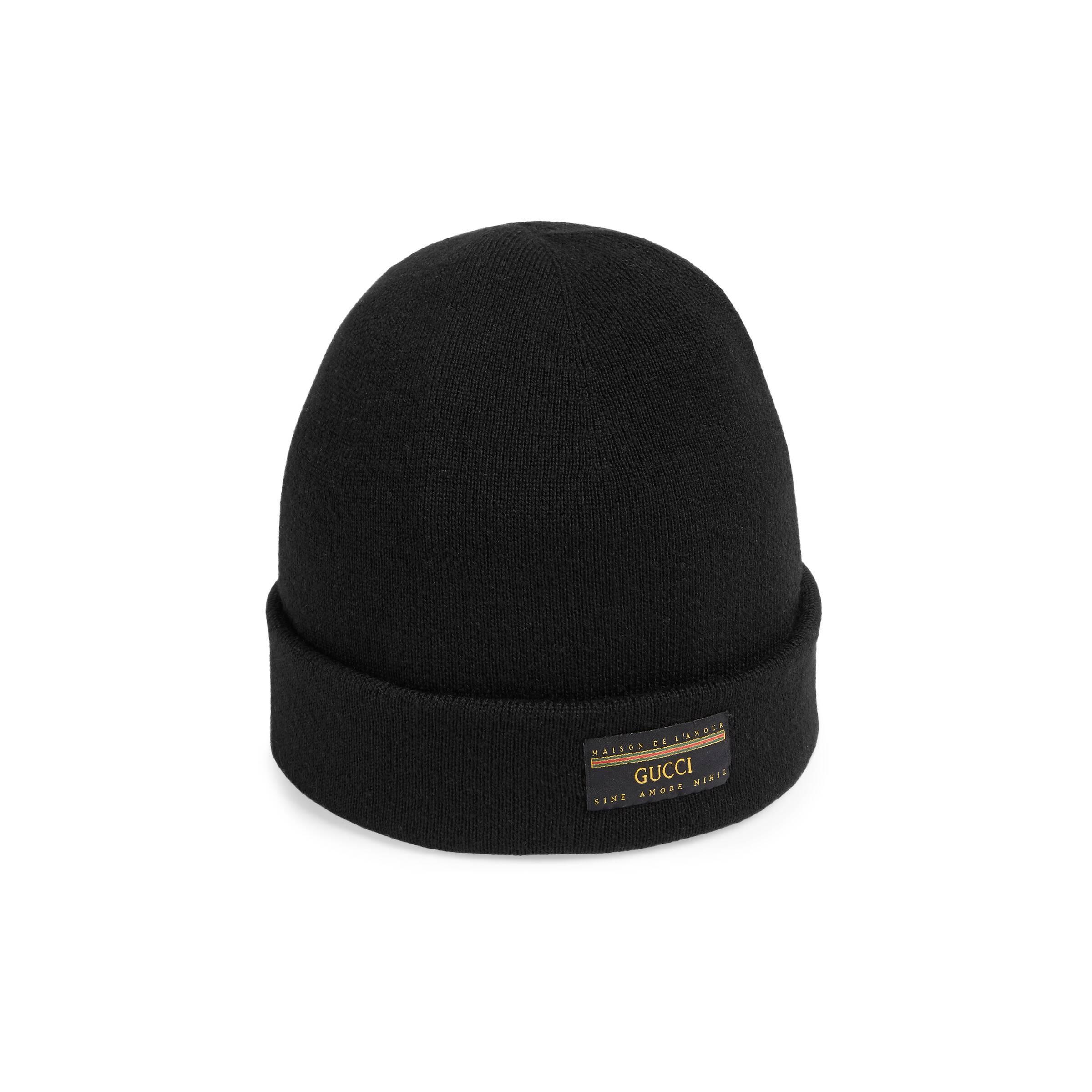 Gucci Wool Hat With Label in Black for Men Lyst
