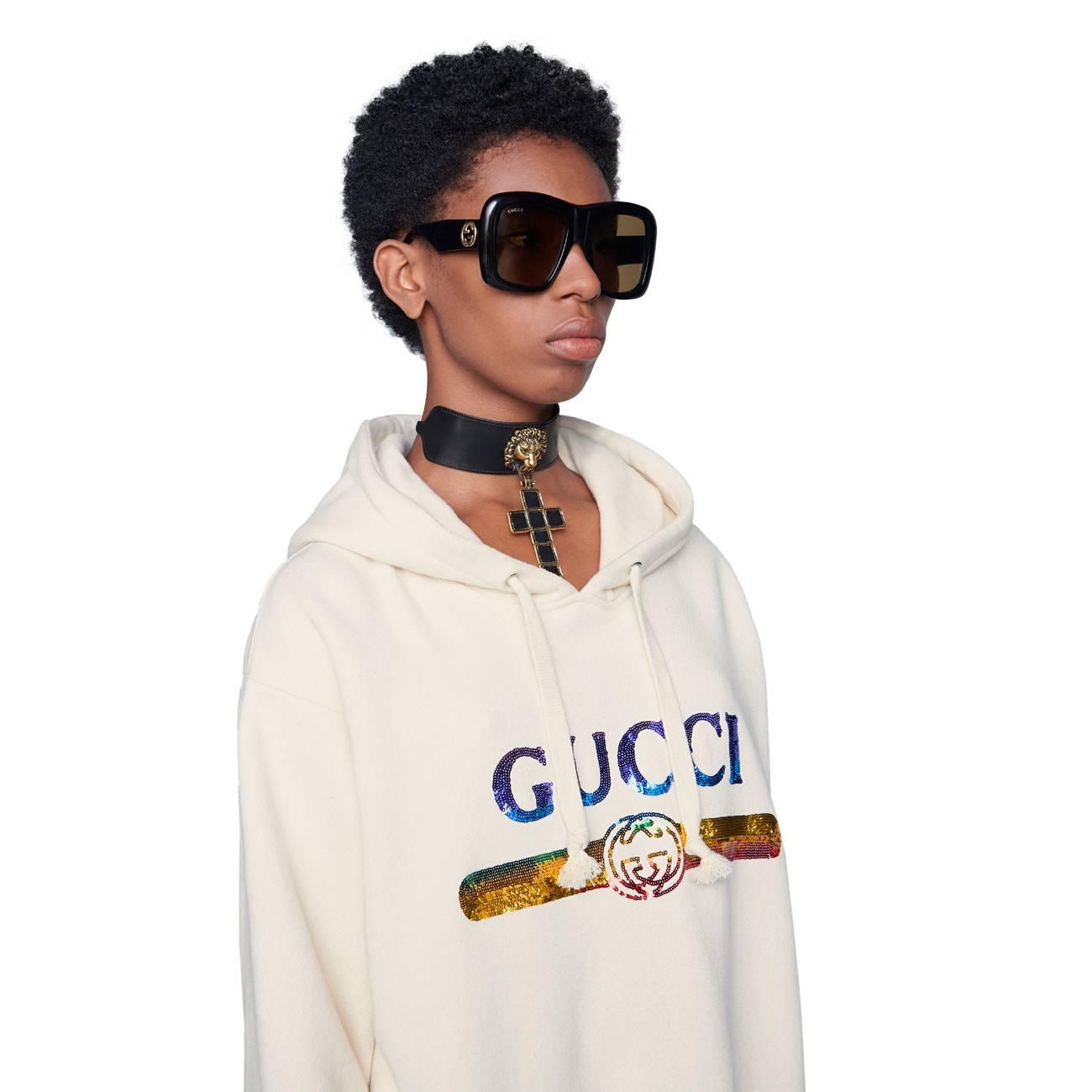 Gucci Sequined Cotton Hoodie | Lyst