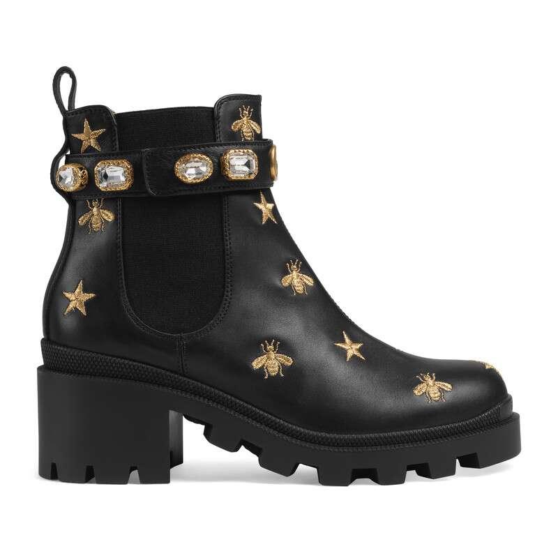 gucci leather ankle boot with belt