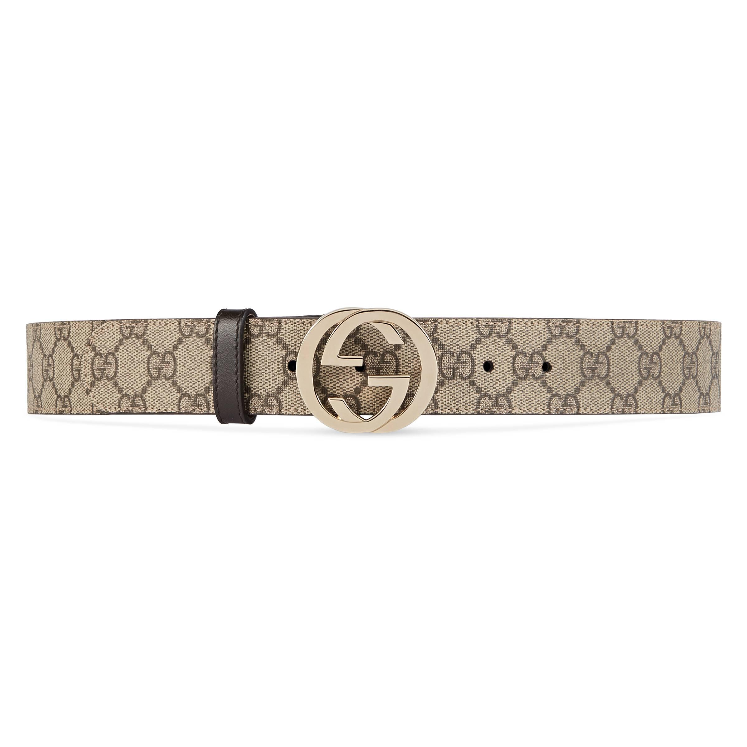 Gucci Canvas GG Supreme Belt With G Buckle in Beige (Natural) - Lyst