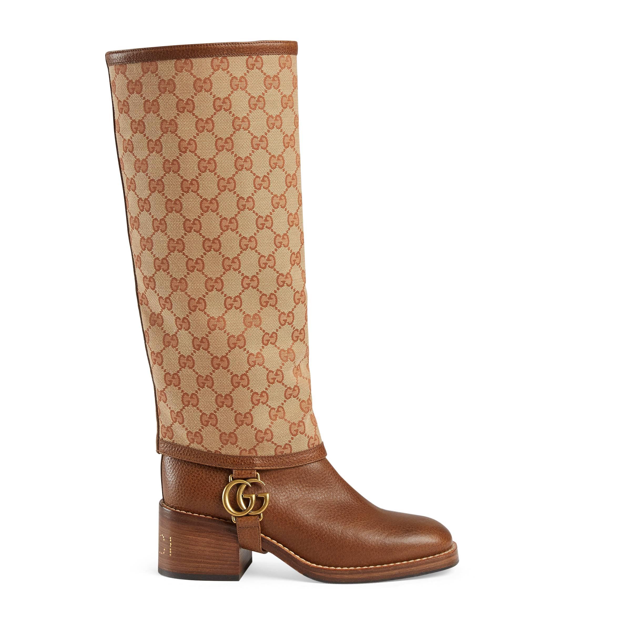 Stivale in pelle con ghetta di Gucci in Neutro | Lyst
