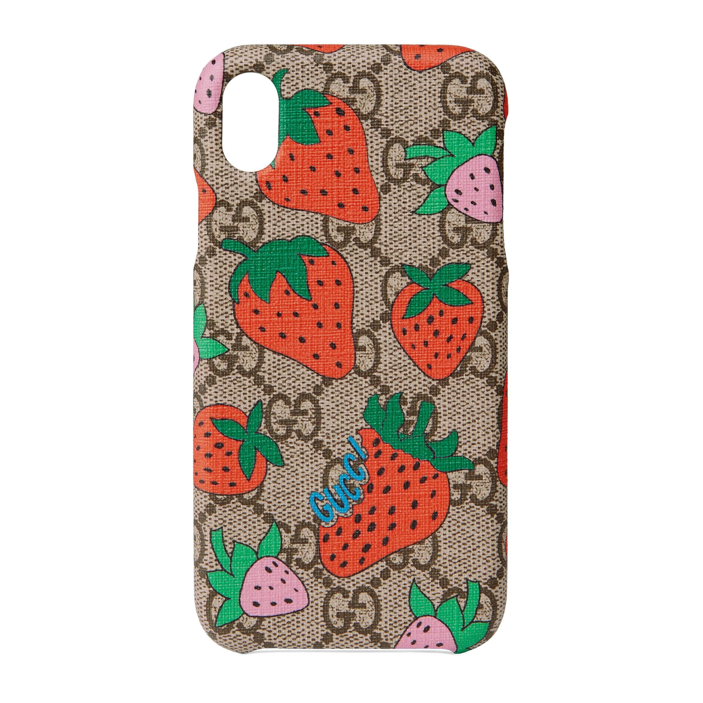 distrikt bud I tide Gucci Canvas Iphone Xr Case With Strawberry in Beige (Natural) - Lyst