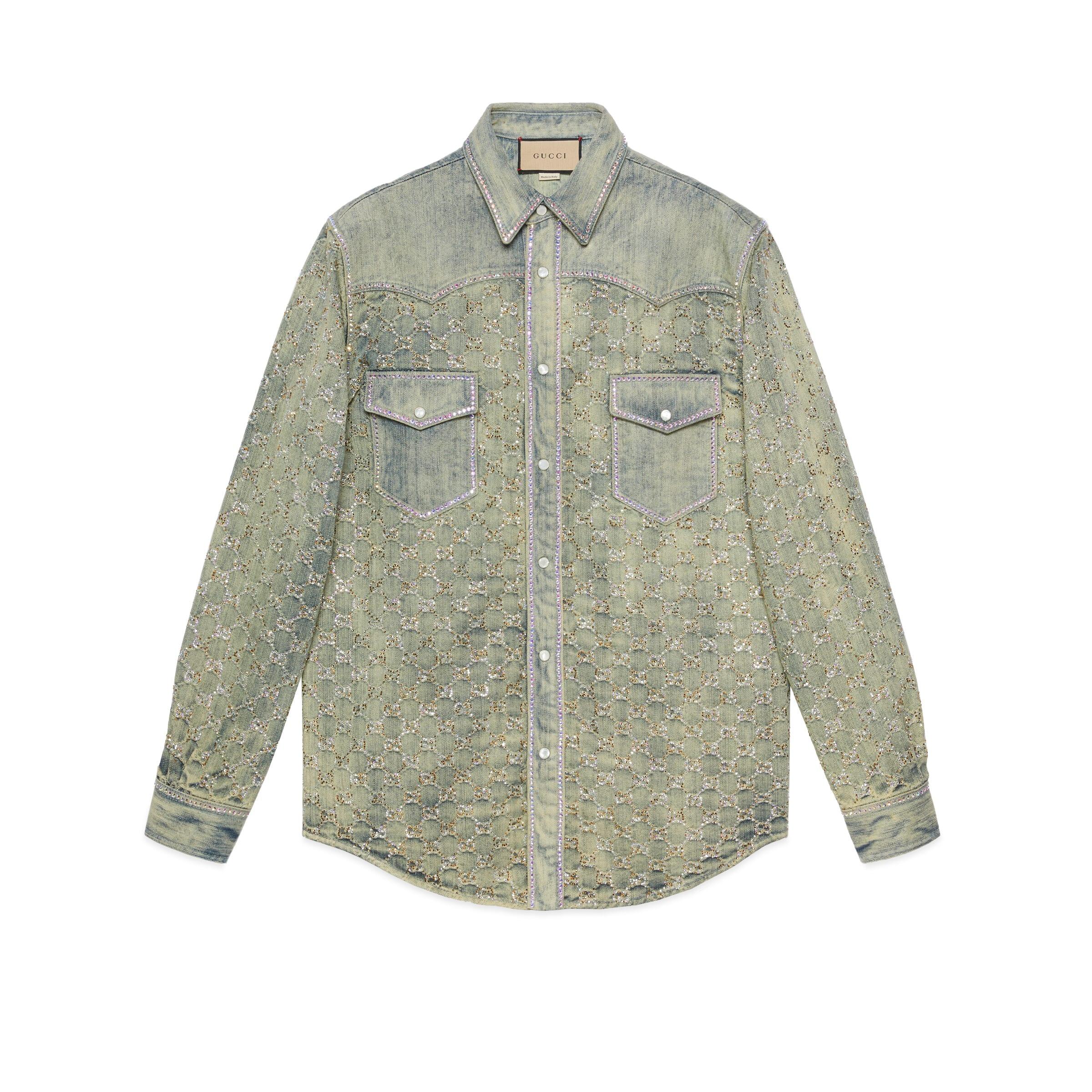 Gucci GG Jacquard Denim Shirt With 