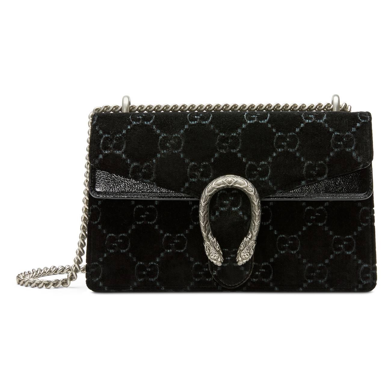 Gucci Dionysus GG Velvet Small Shoulder Bag in Black | Lyst