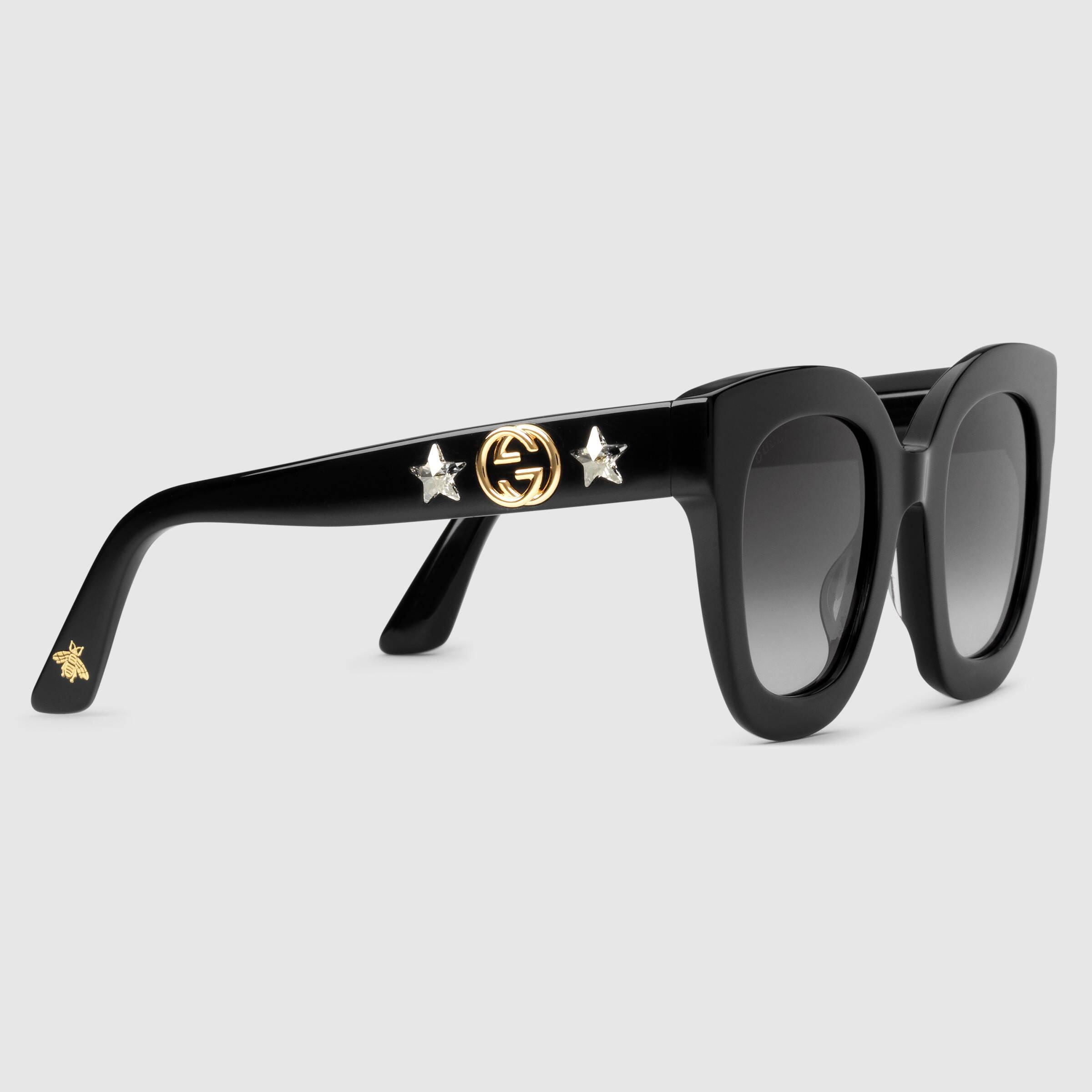Gucci Samt Stars Oversized-sonnenbrille Mit Rundem Rahmen Aus Azetat Mit  Verzierungen in Schwarz - Sparen Sie 34% - Lyst