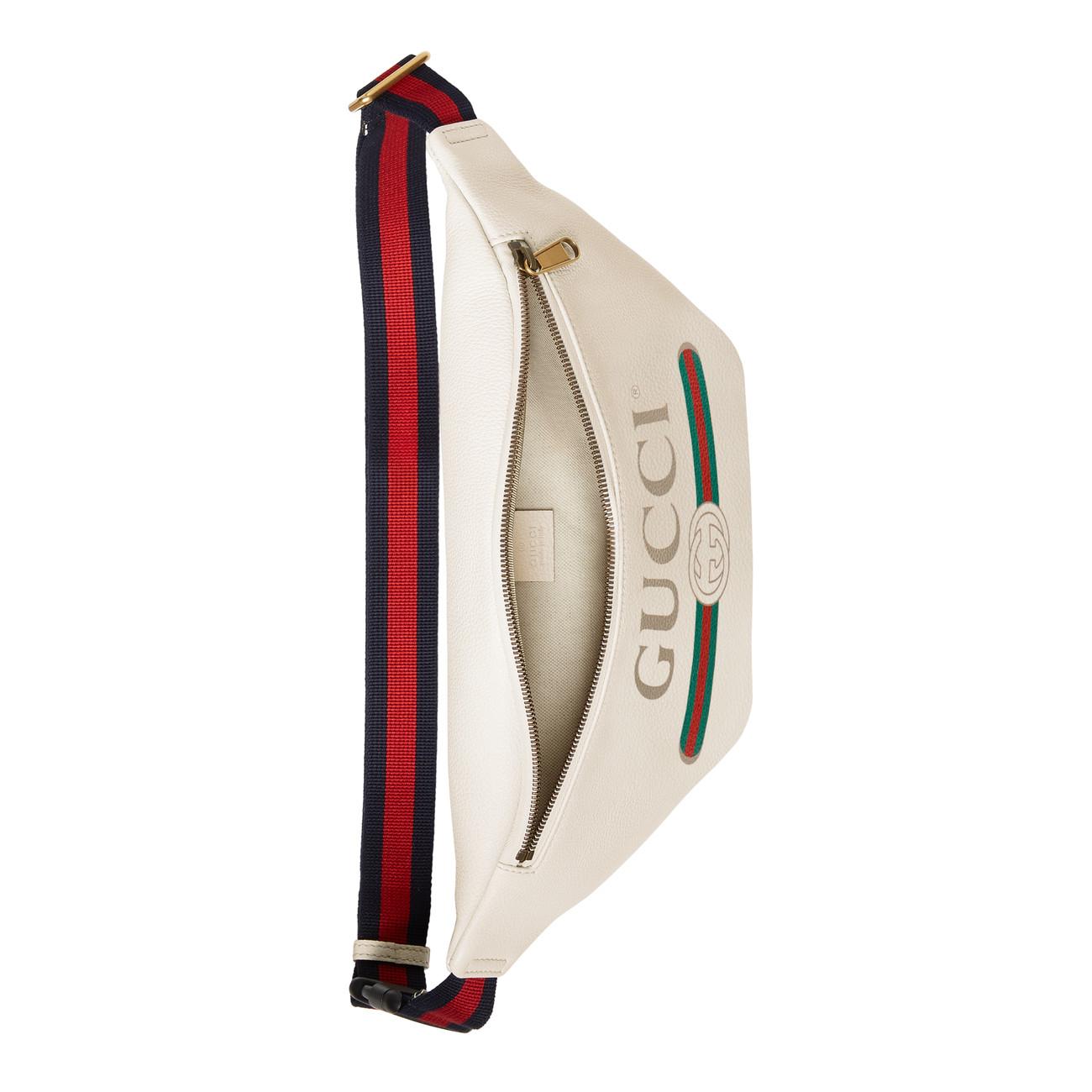 Gucci Print Leather Belt Bag in White Leather (White) - Lyst