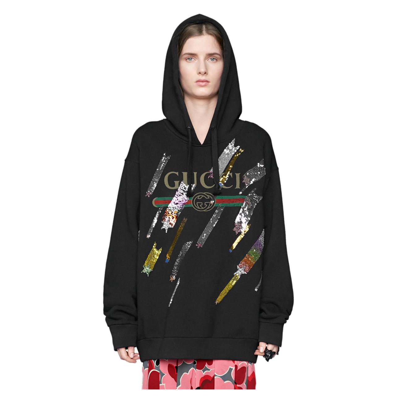 Gucci Logo Sweatshirt With Shooting Stars in Black | Lyst