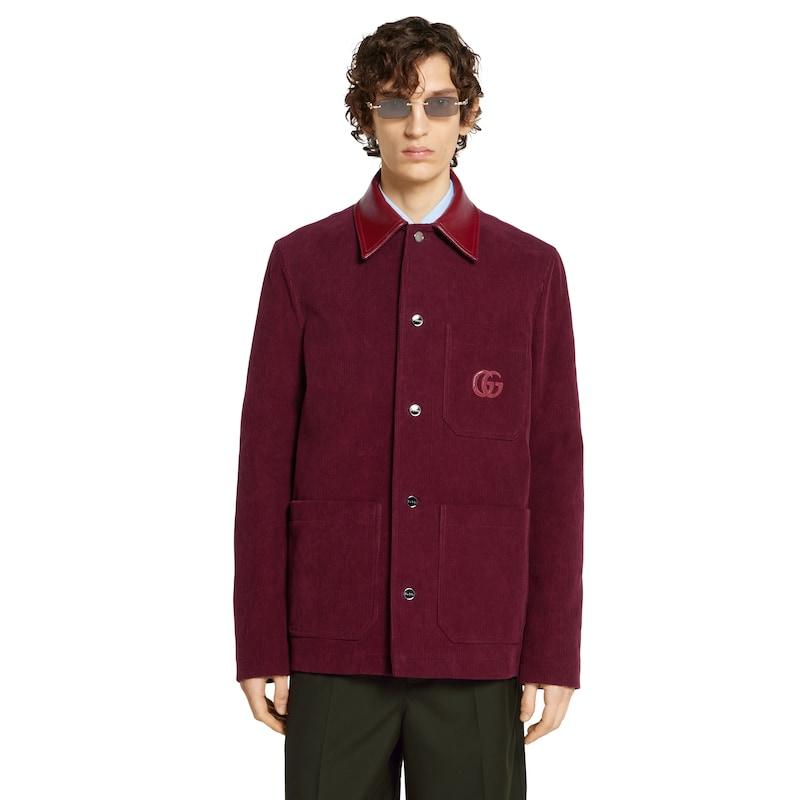 Gucci Velvet Corduroy Jacket With Double G in Red for Men | Lyst UK