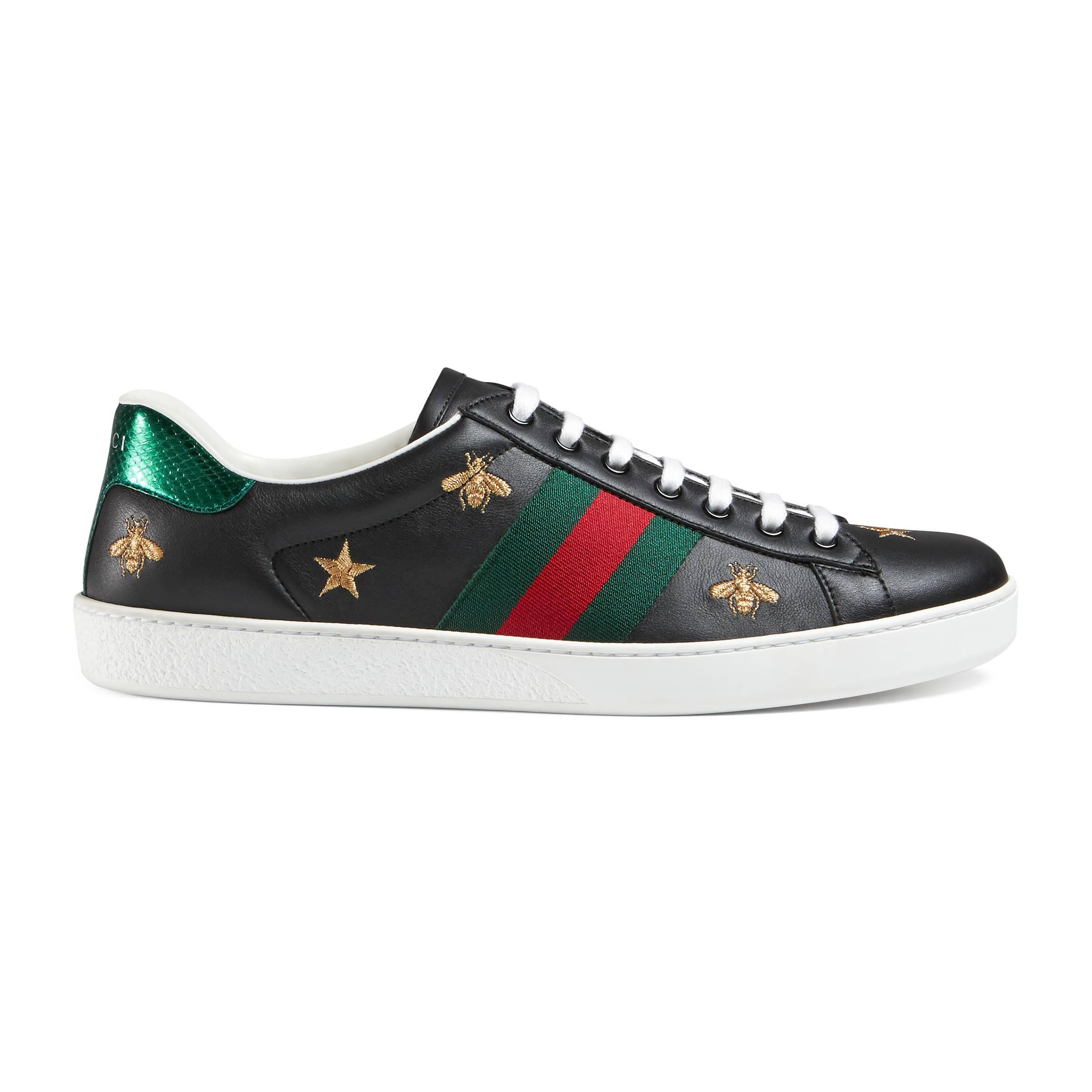 Gucci Leather Ace Embroidered Sneaker in Men - Lyst
