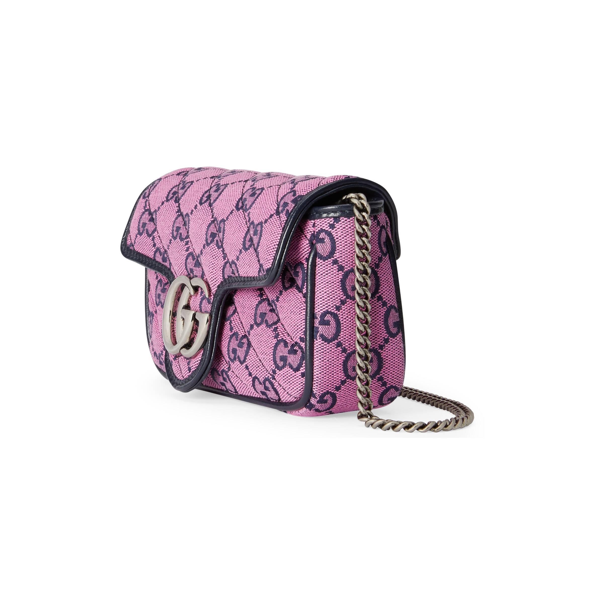 Gucci Canvas GG Marmont Multicolour Super Mini Bag in Pink | Lyst