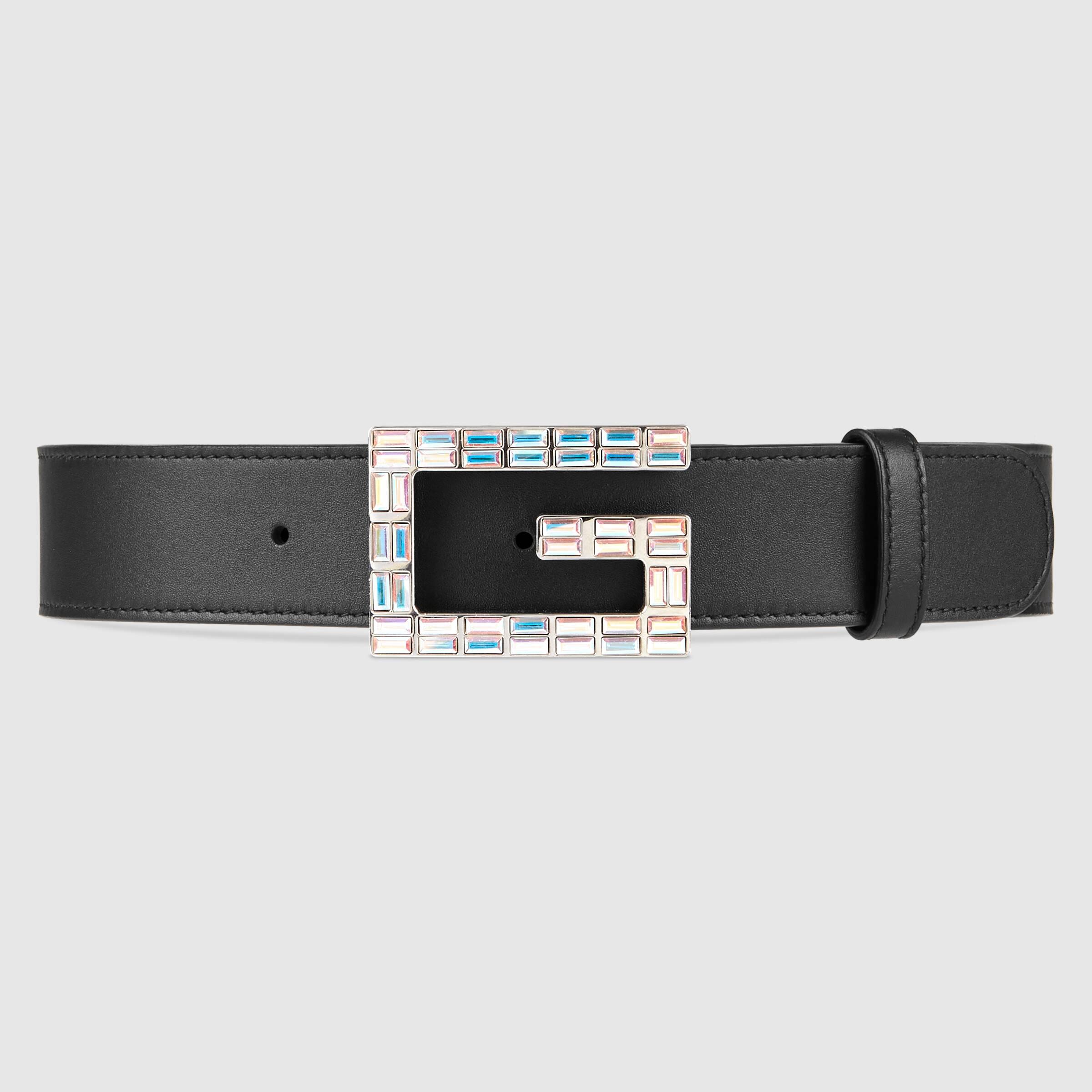 Gucci Leather Square G Buckle Belt in Black - Lyst