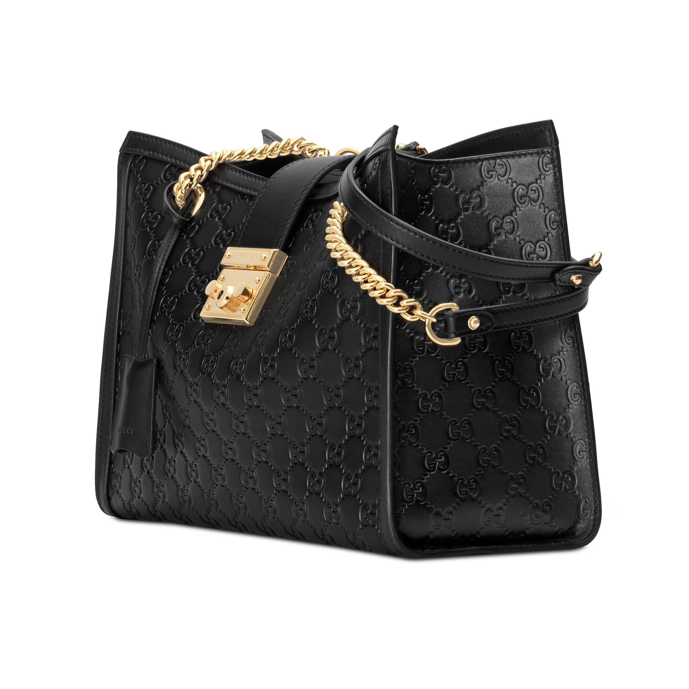 Gucci Black Guccissima Leather Medium Padlock Shoulder Bag Gucci