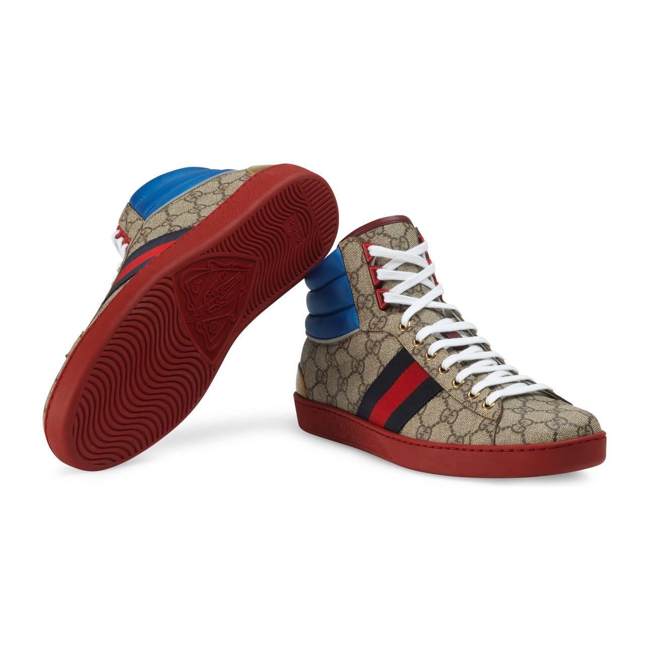Gucci Synthetic Men's Ace GG High-top Sneaker in Blue for Men - Lyst