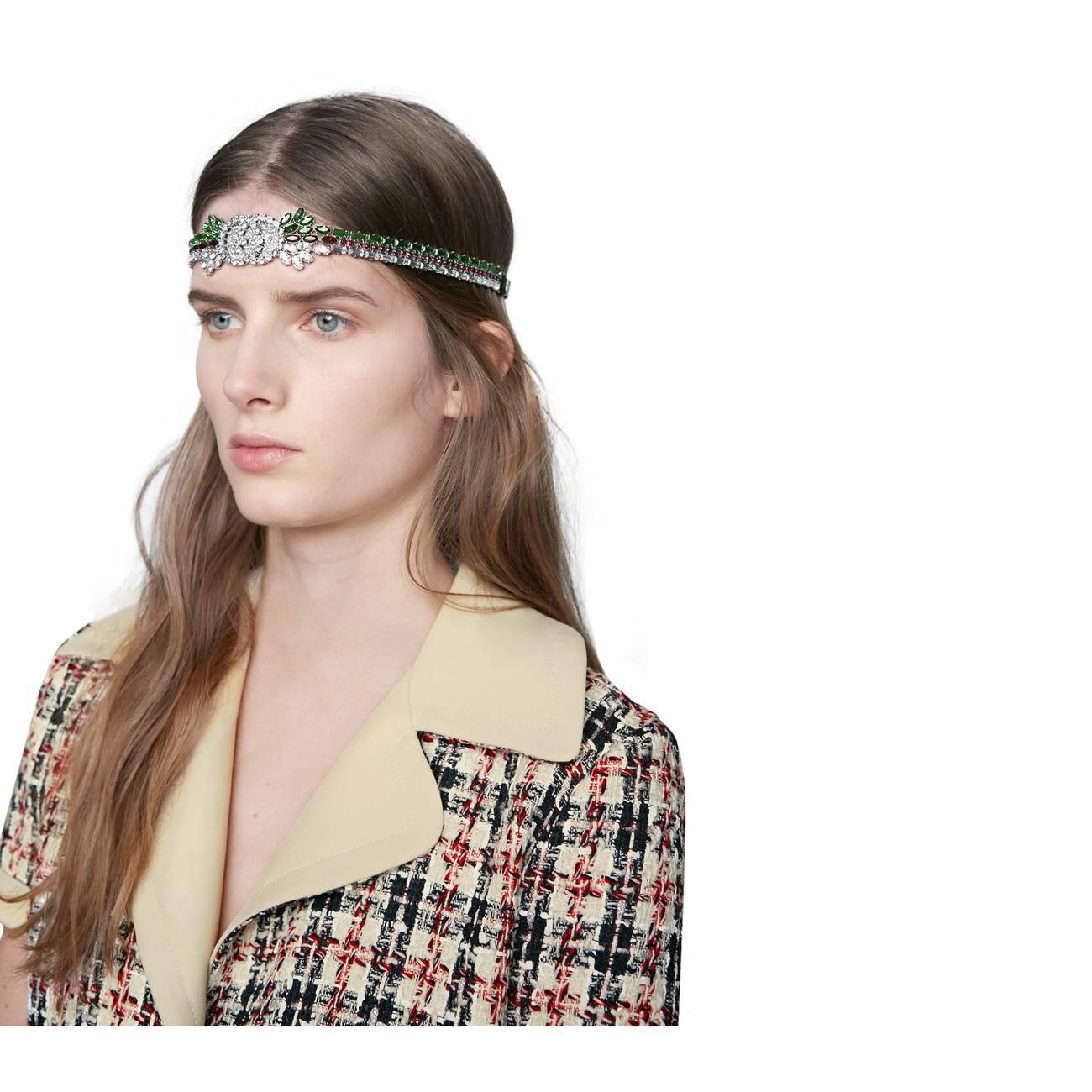 Gucci Crystal Web Headband in White - Lyst