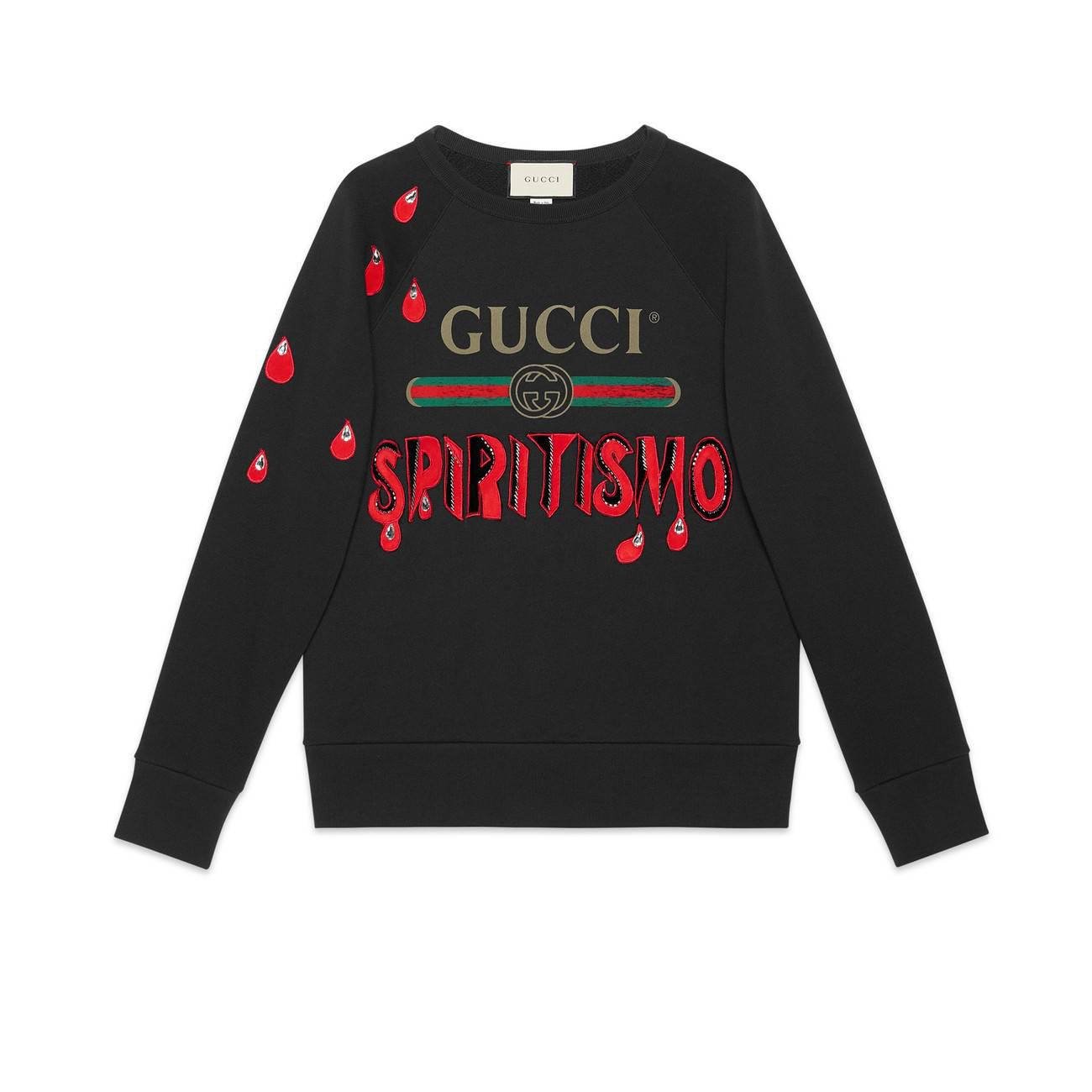 Gucci Spiritismo Logo Cotton Sweatshirt in Black for Men | Lyst