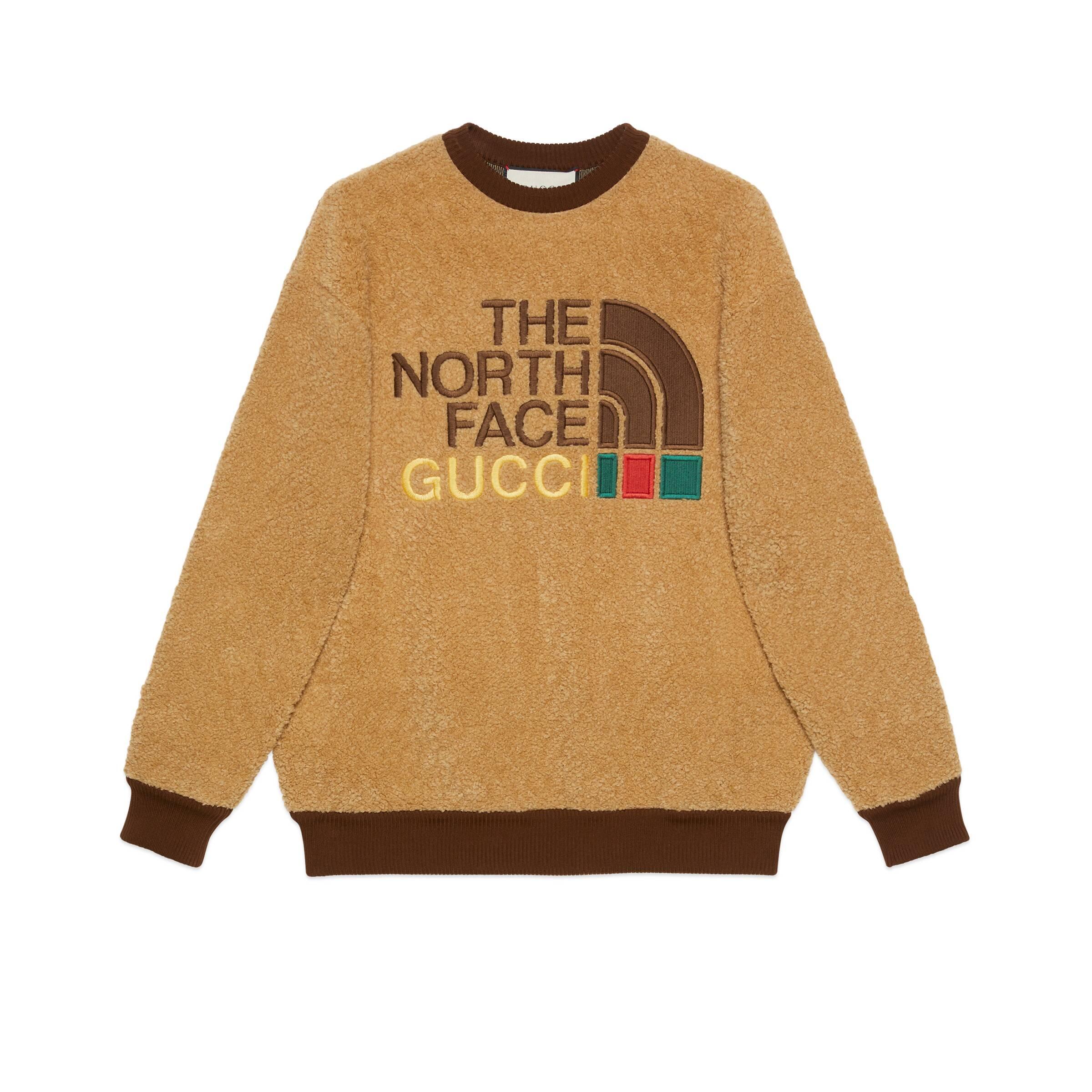 Gucci The North Face X Faux Fur Sweatshirt in Brown | Lyst