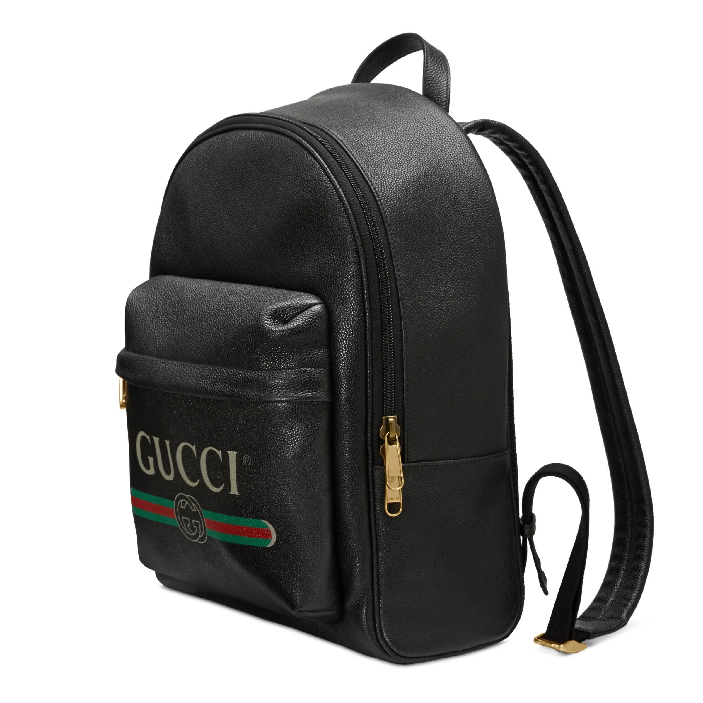 black leather gucci backpack