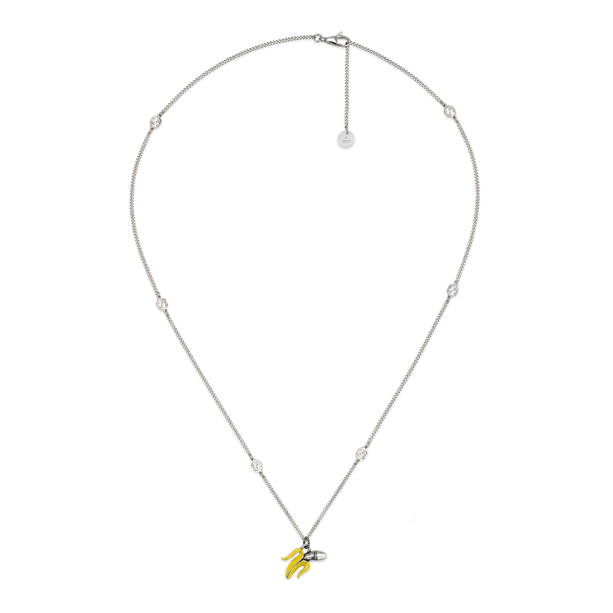 Gucci Interlocking G Necklace With Banana in Metallic | Lyst