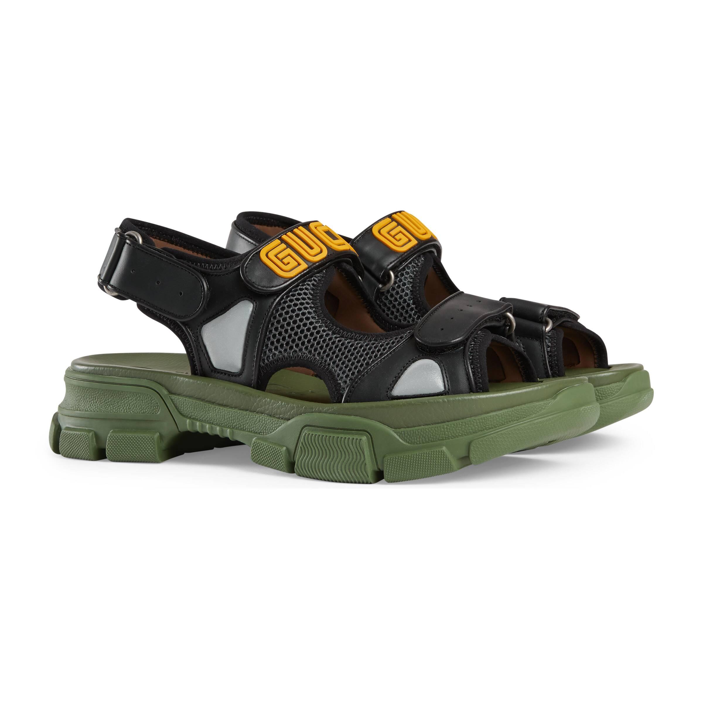 Gucci Leather Aguru Trek Sandals in Green for Men Lyst