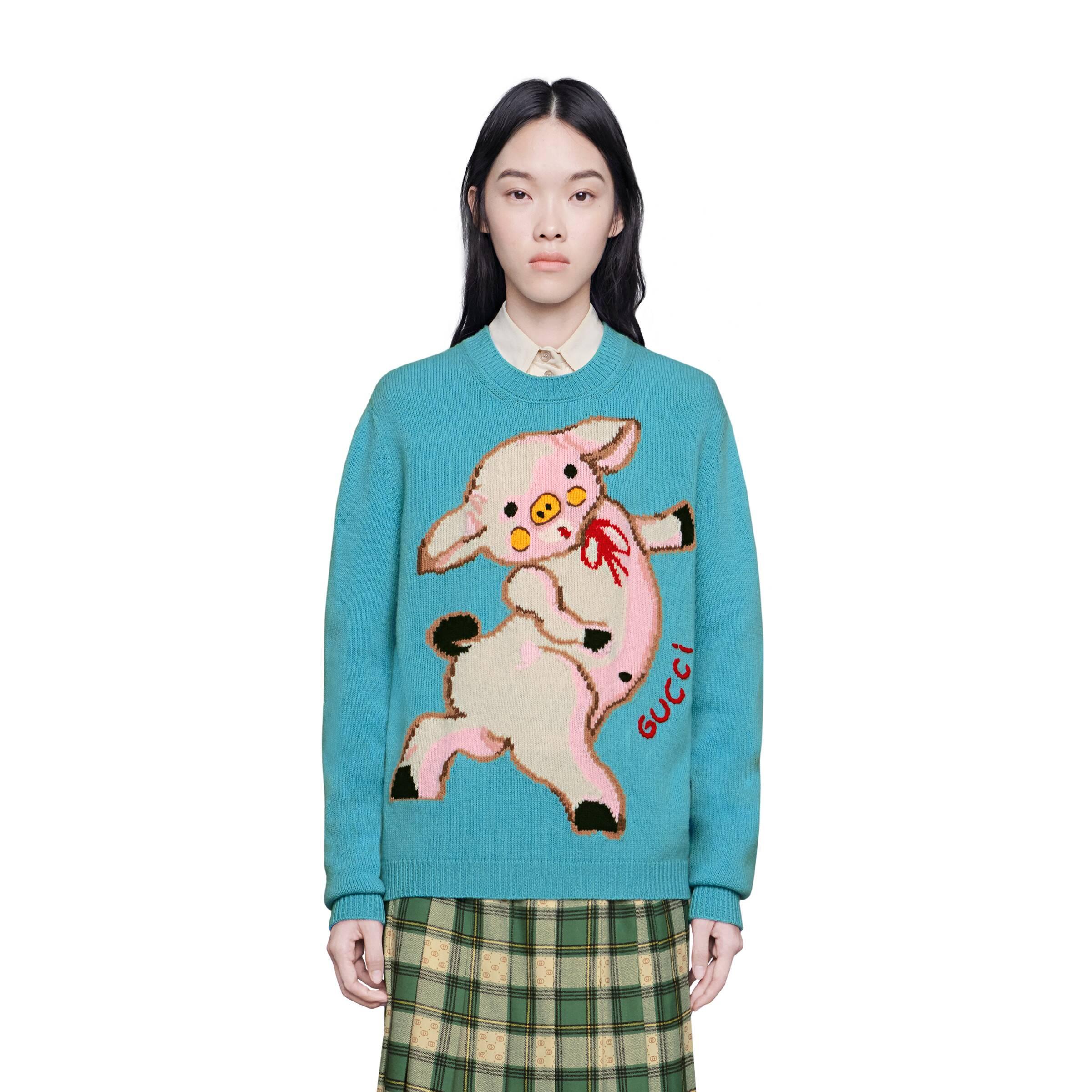 Gucci Women's Wool Jumper With Piglet 