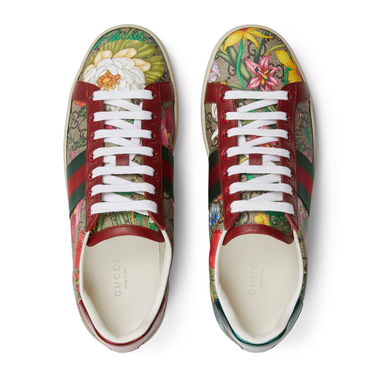 Gucci Women's Ace GG Flora Sneaker in Red | Lyst