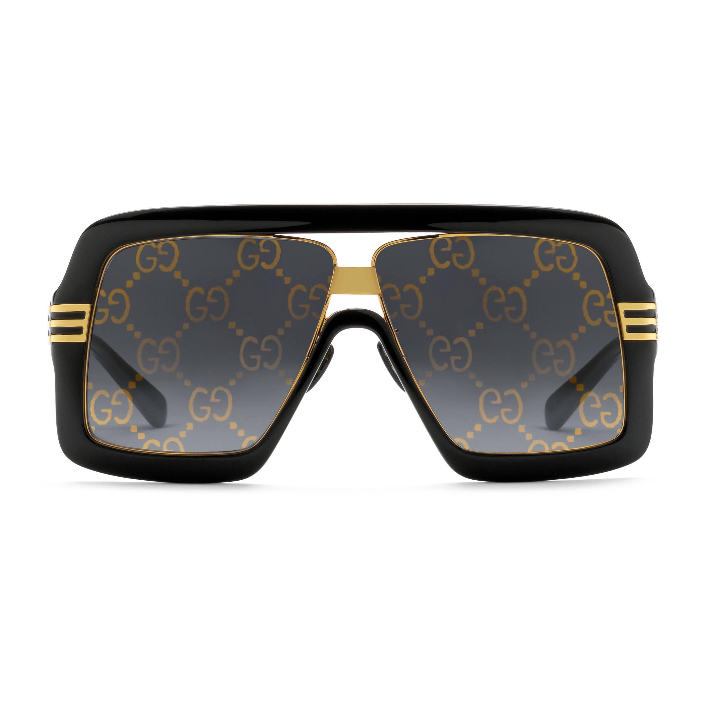 Gucci Samt Sonnenbrille mit eckigem Rahmen und GG Gläsern in Schwarz für  Herren - Lyst