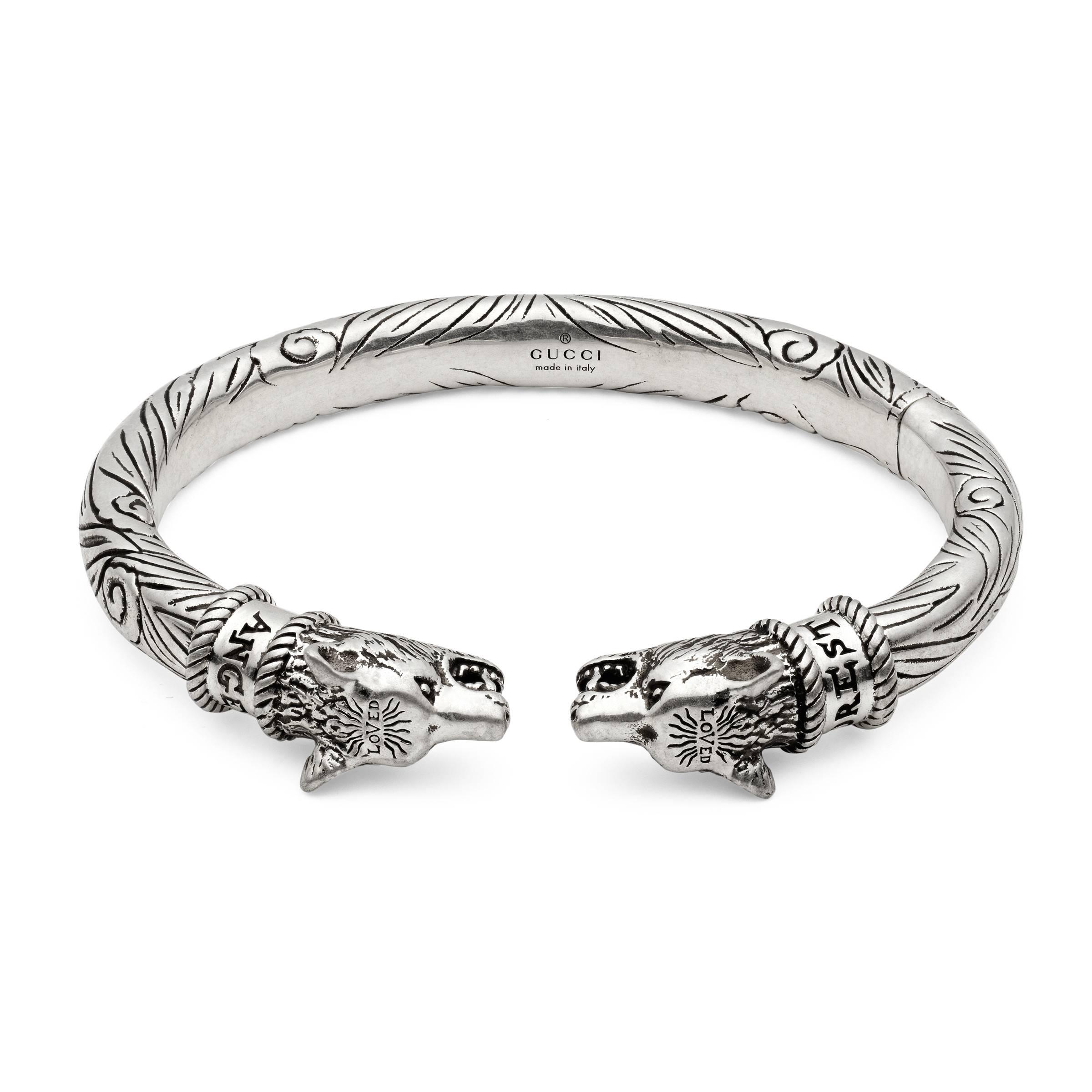 Gucci Anger Forest Wolf Head Bracelet in Metallic for Men | Lyst