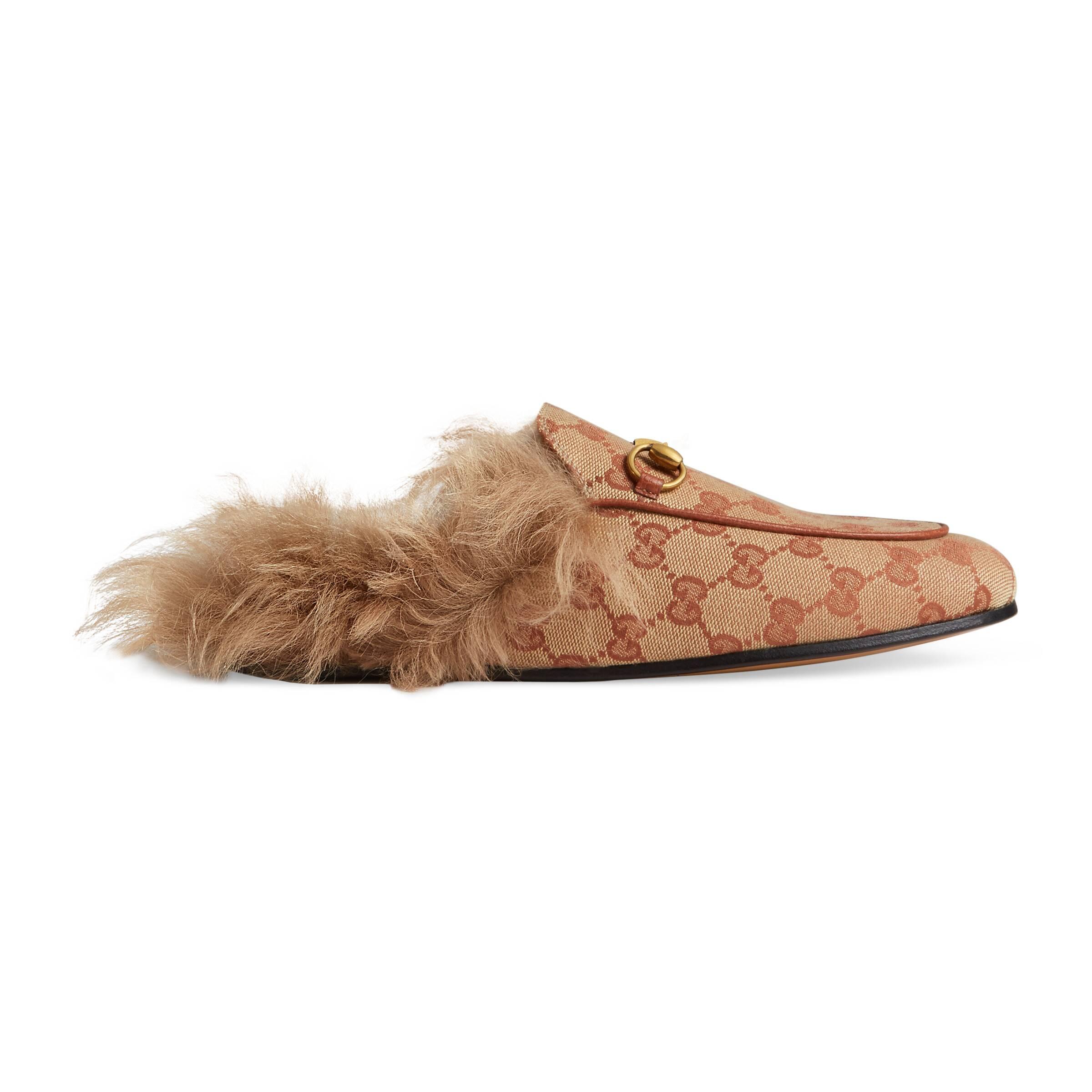 by tobak Forsøg Gucci Princetown Fur-lined Mules in Beige (Natural) - Lyst