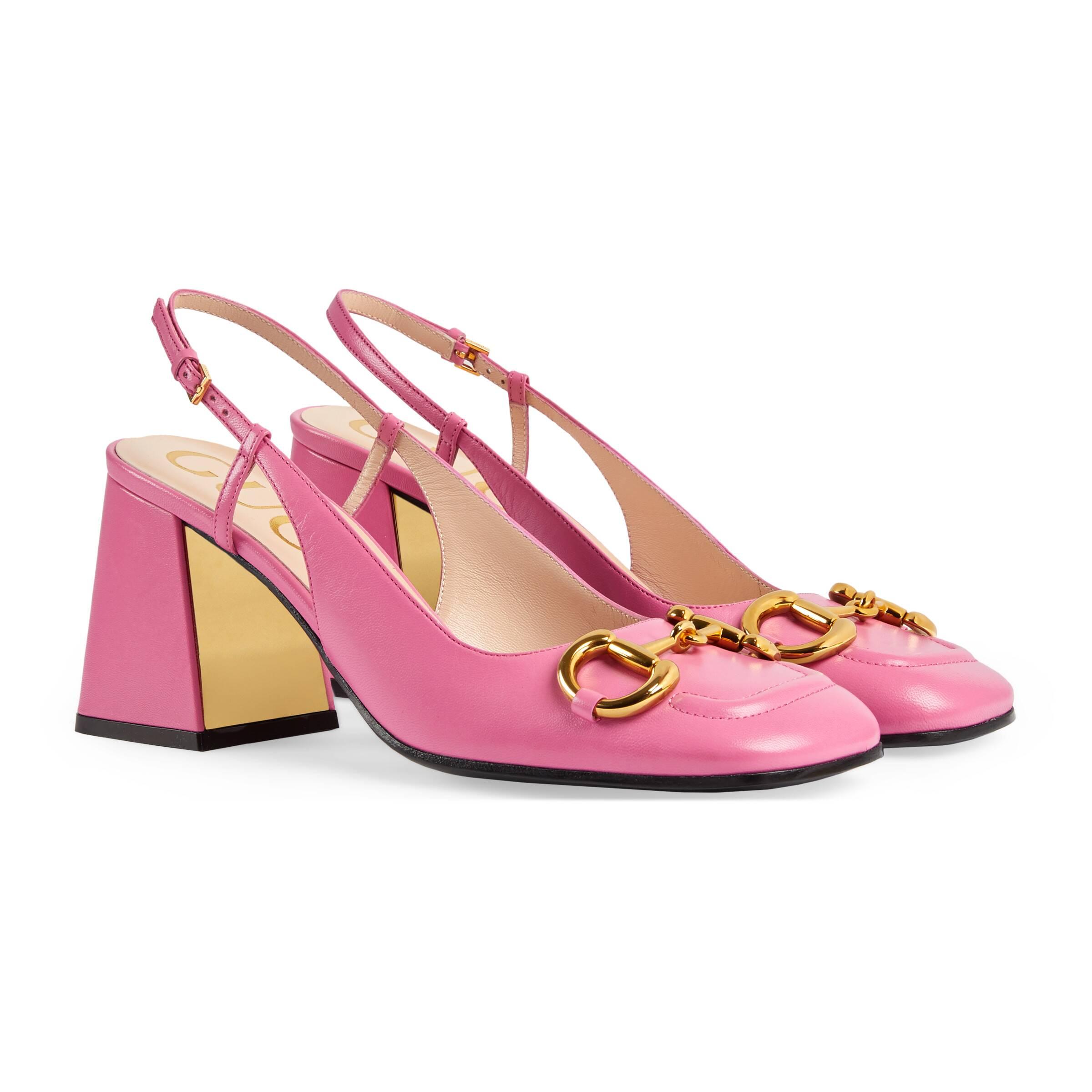 Gucci Mid-heel Slingback With Horsebit in Pink | Lyst