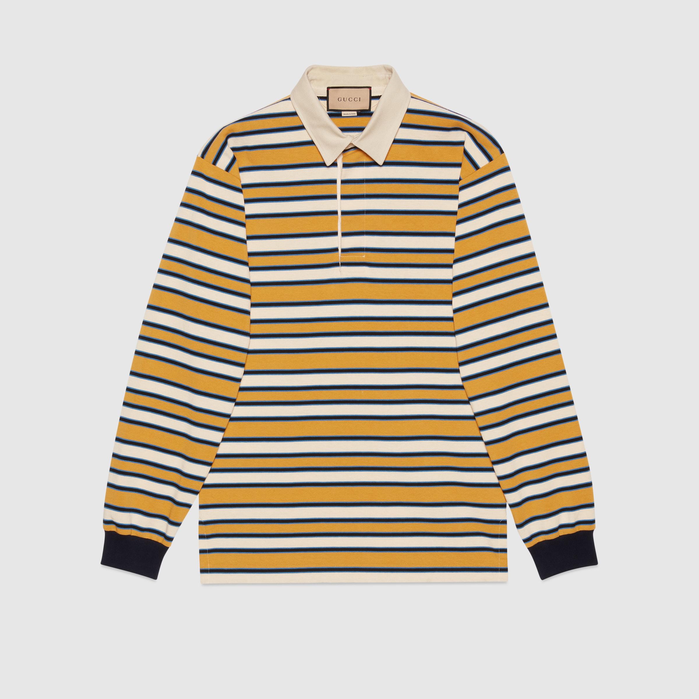 Gucci Bee-embroidered Striped Polo Shirt ShopStyle