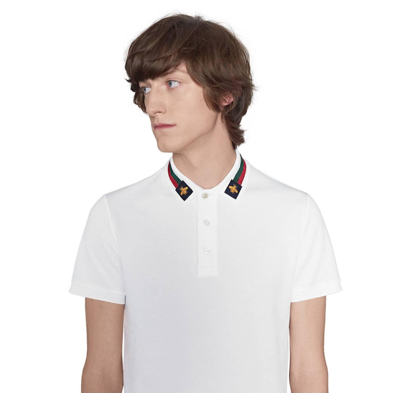 gucci bee polo white