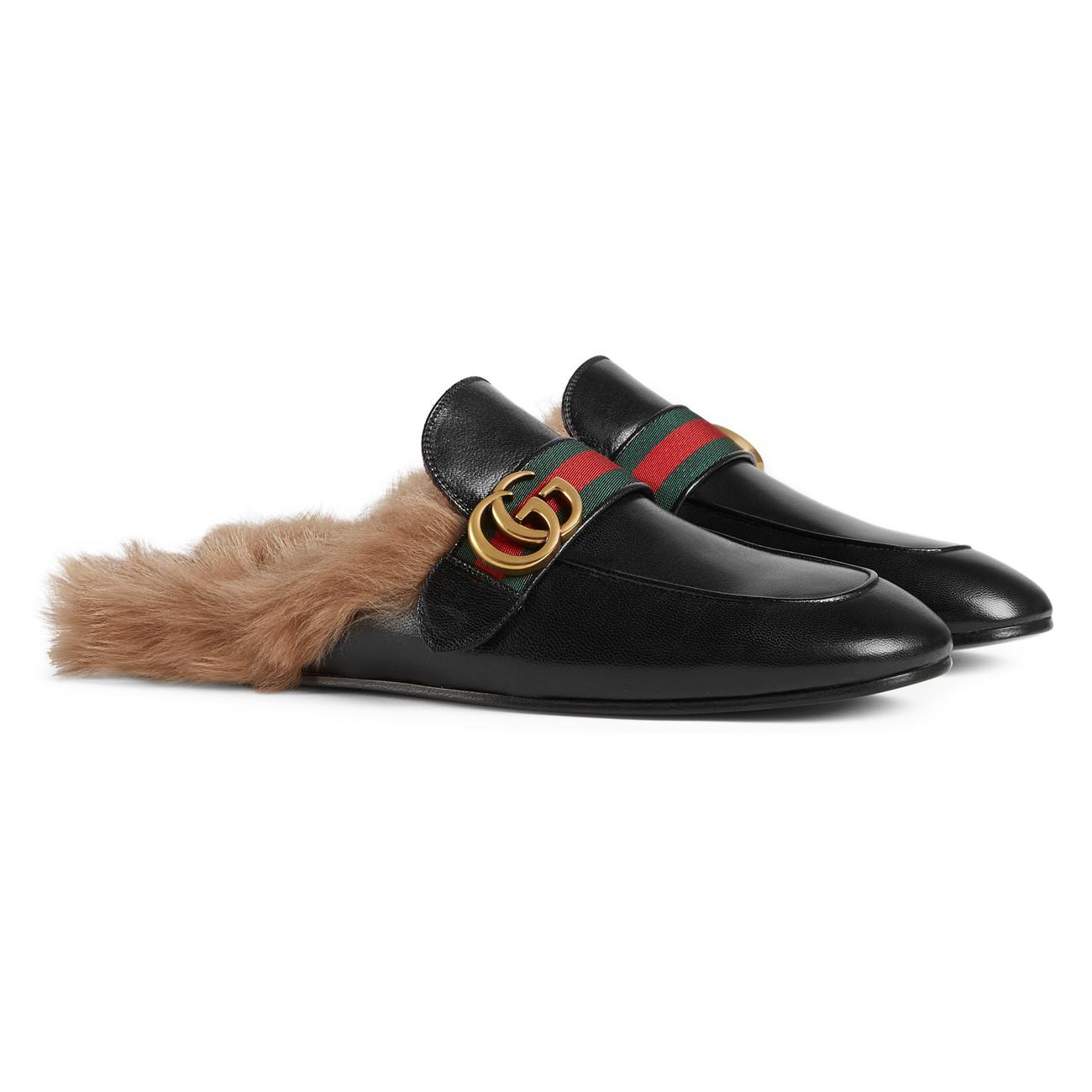 gucci princetown leather slipper with double g