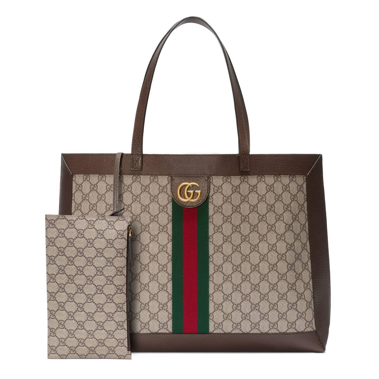 Gucci Ophidia GG Tote With Three Little Pigs in Brown | Lyst