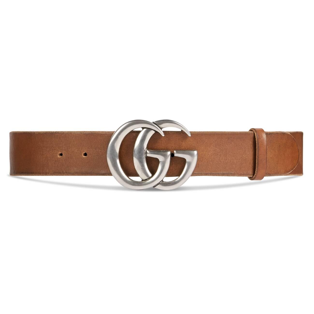 Gucci Leather Belt With Double G Buckle in Brown / Silver (Brown) for Men - Lyst
