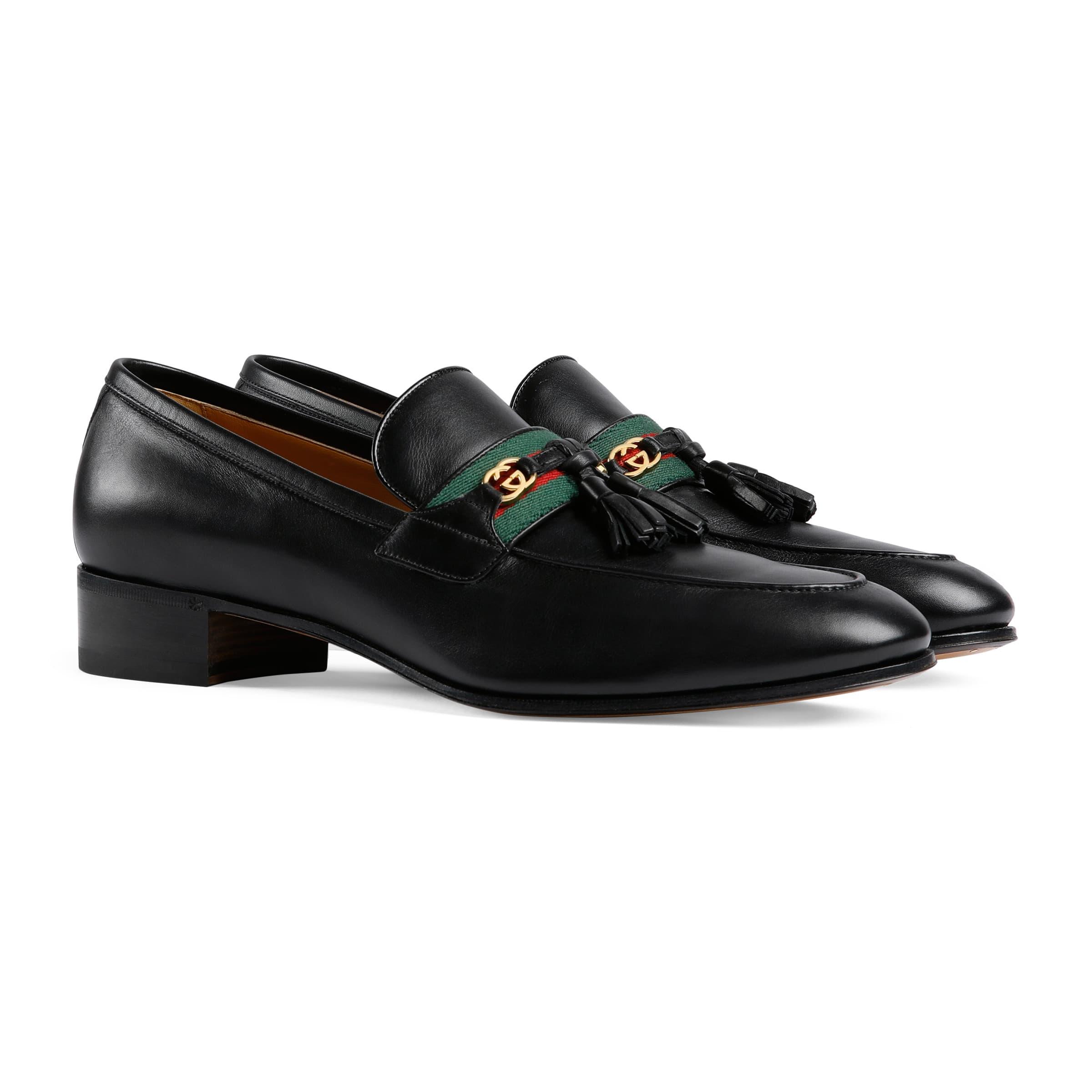 Gucci Leather Loafer With Web And 