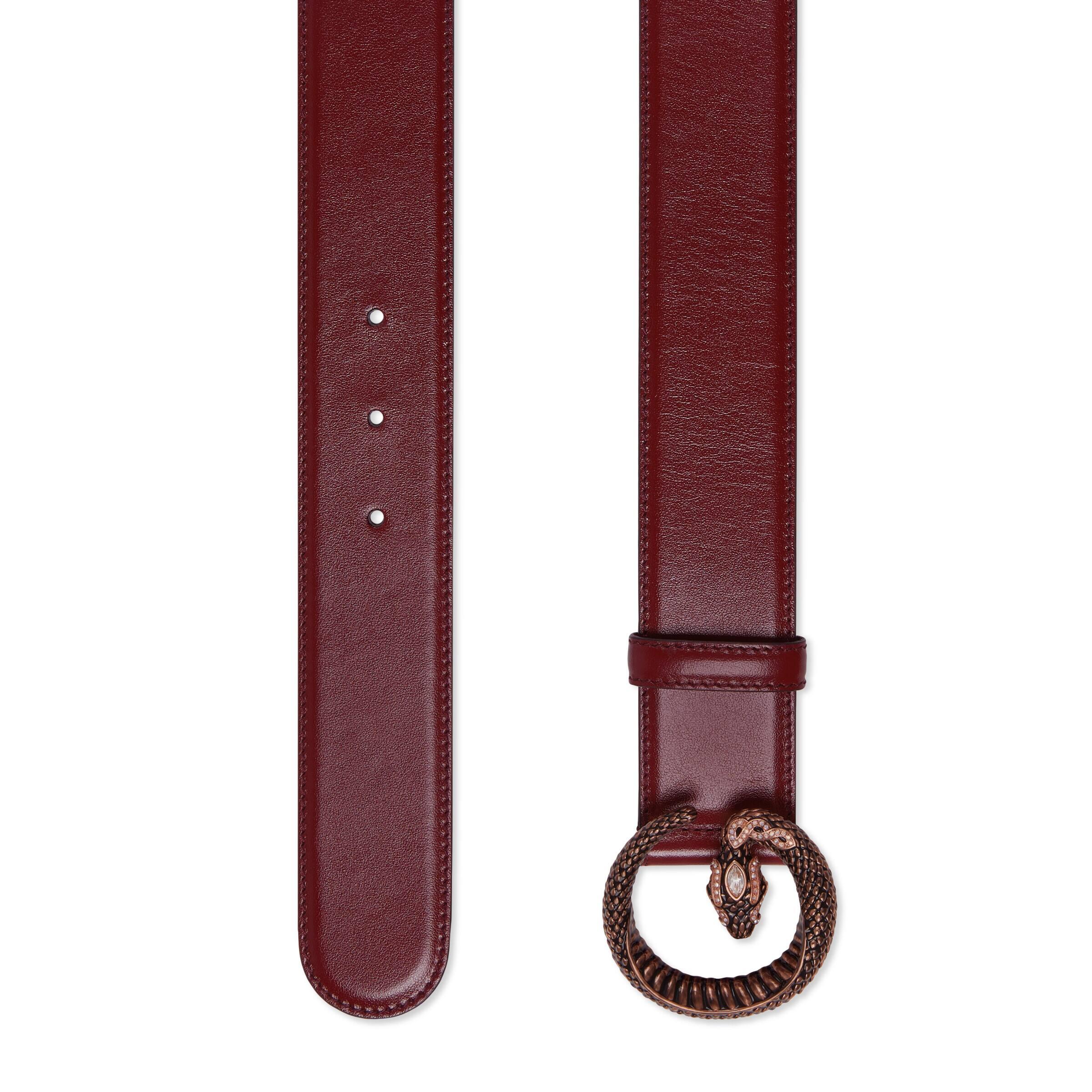 Gucci Belt With G Snake Buckle in Red | Lyst