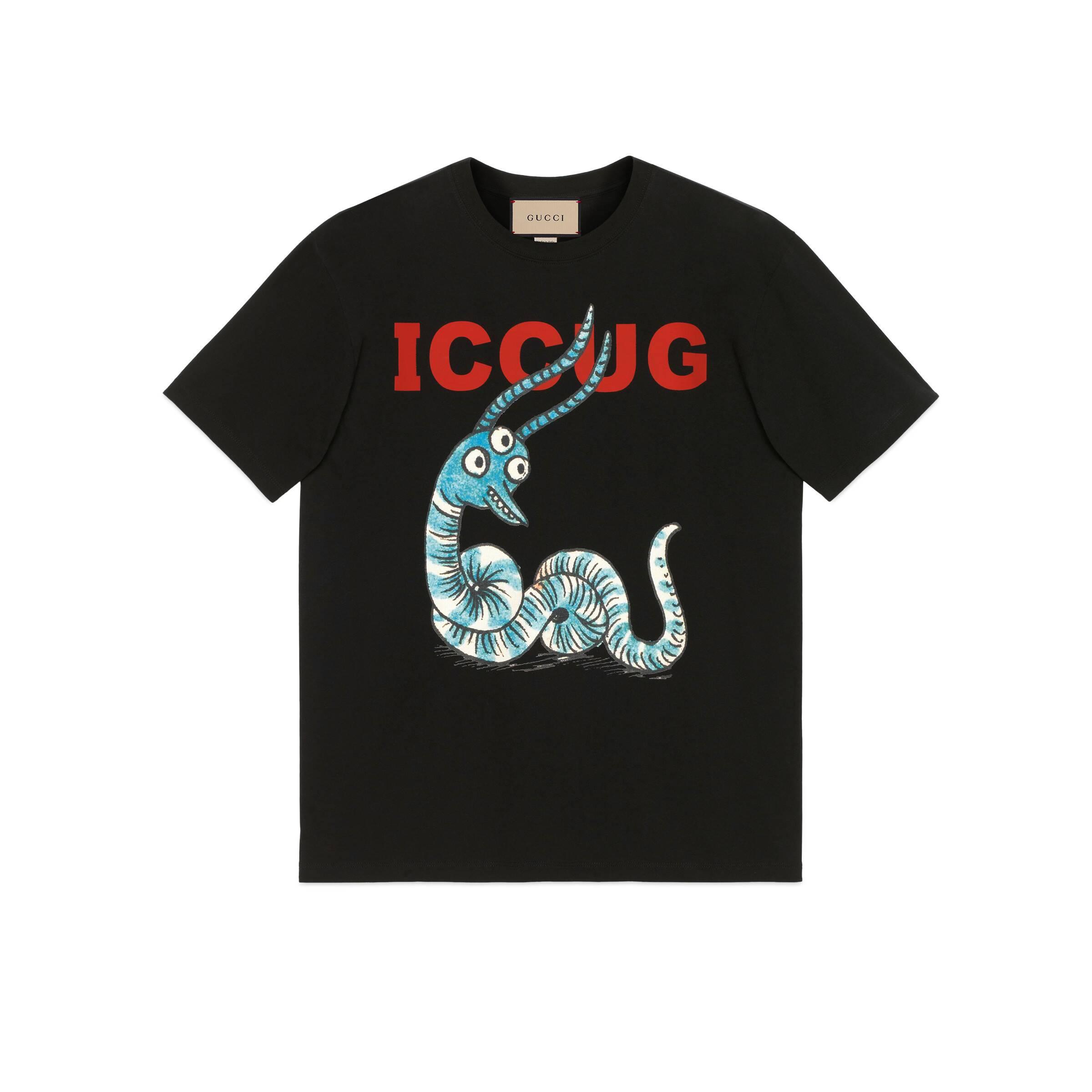 Gucci T-shirt With Iccug Animal Print By Freya Hartas in Black for Men |  Lyst