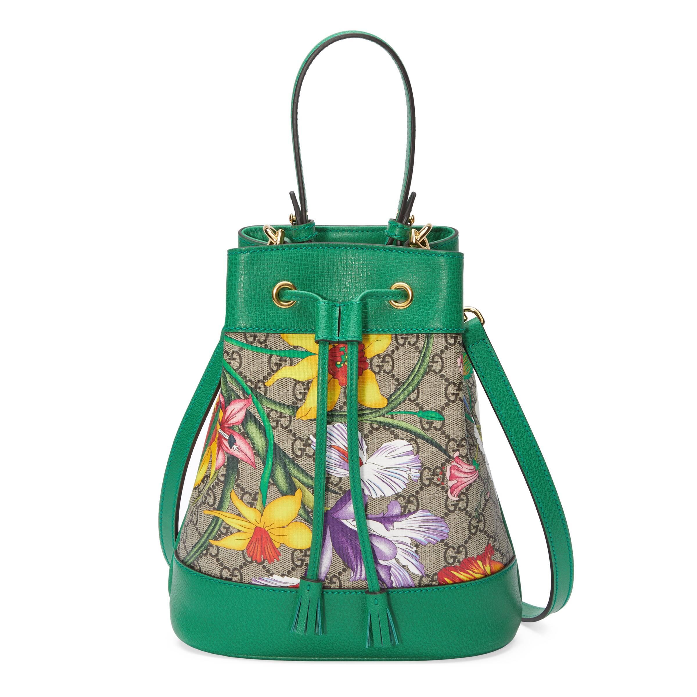 Gucci Canvas Online Exclusive Ophidia GG Flora Small Bucket Bag in Beige (Natural) - Lyst