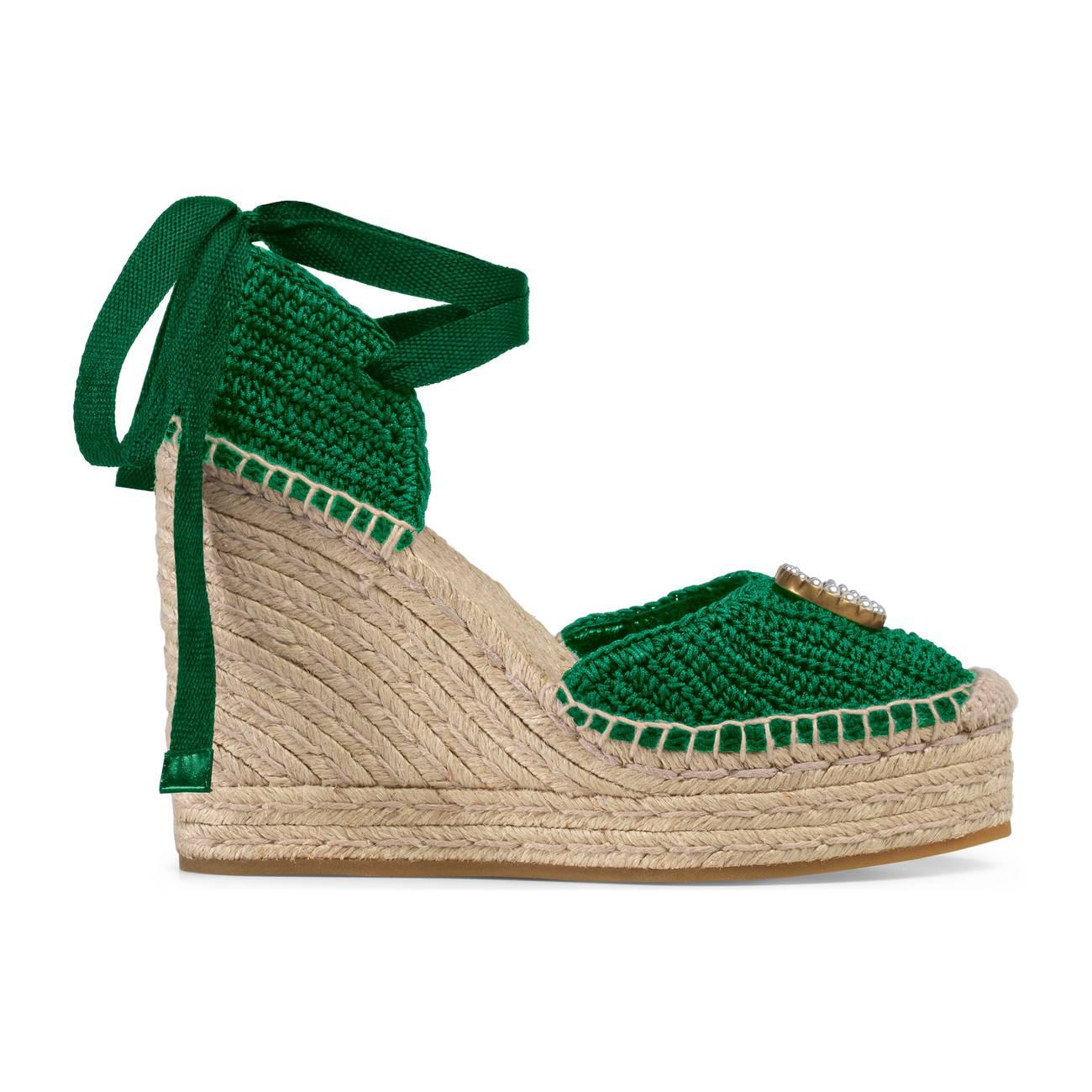Gucci crochet wedge best sale espadrilles