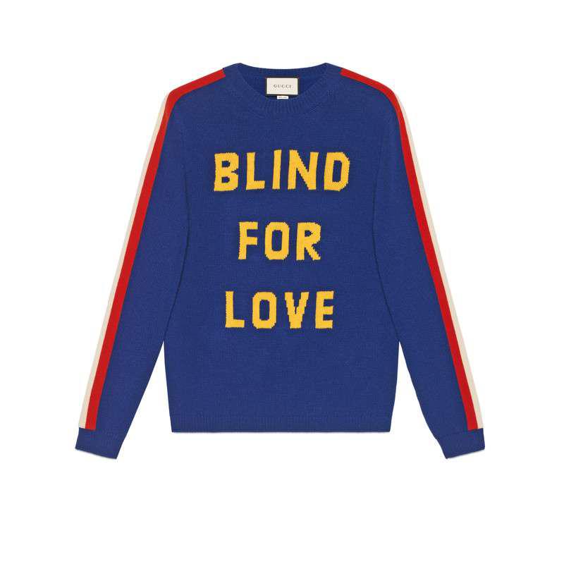 Gucci "blind For Love" And Tiger Wool Sweater in Blue for Men - Lyst
