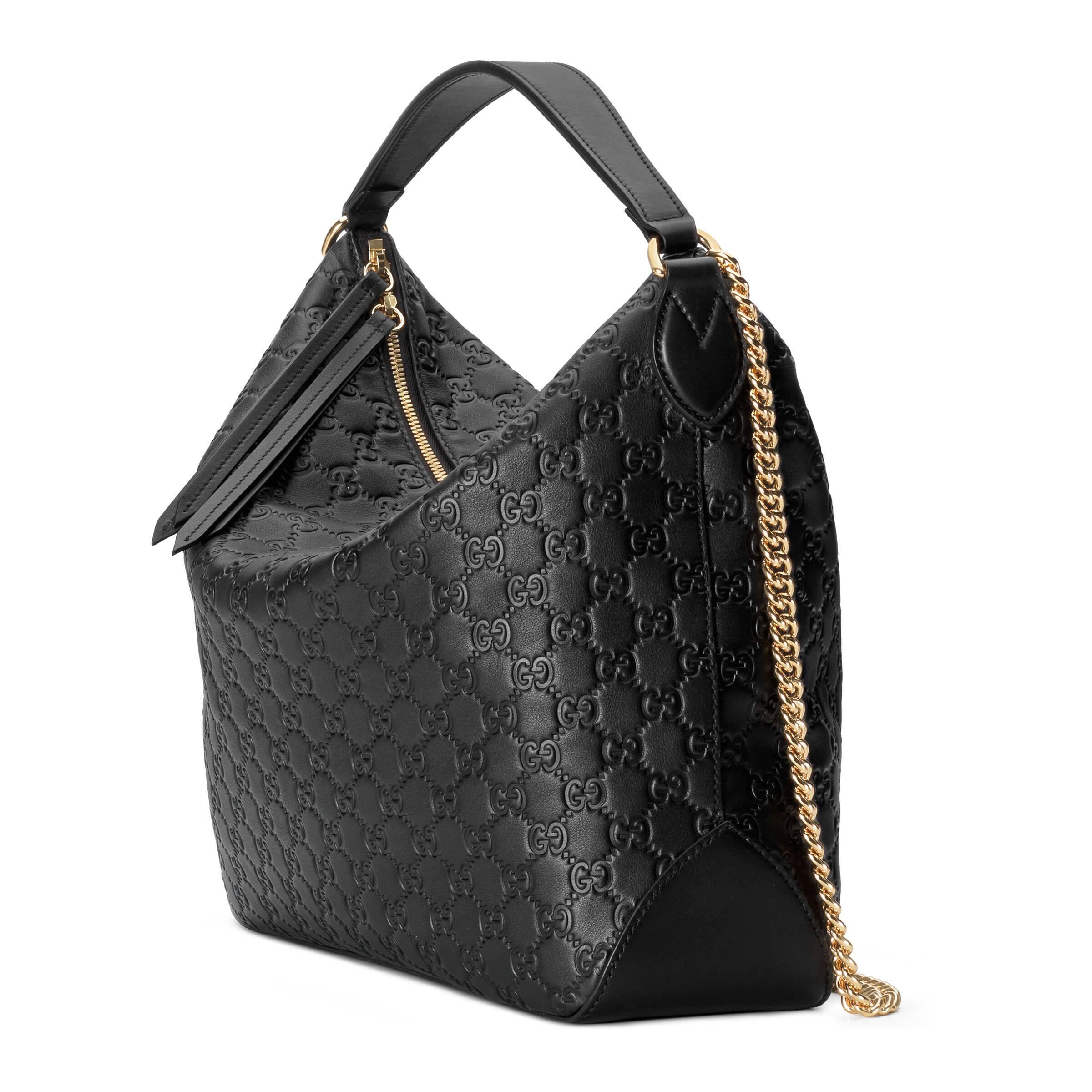 Gucci Signature Large Hobo Bag in Black | Lyst