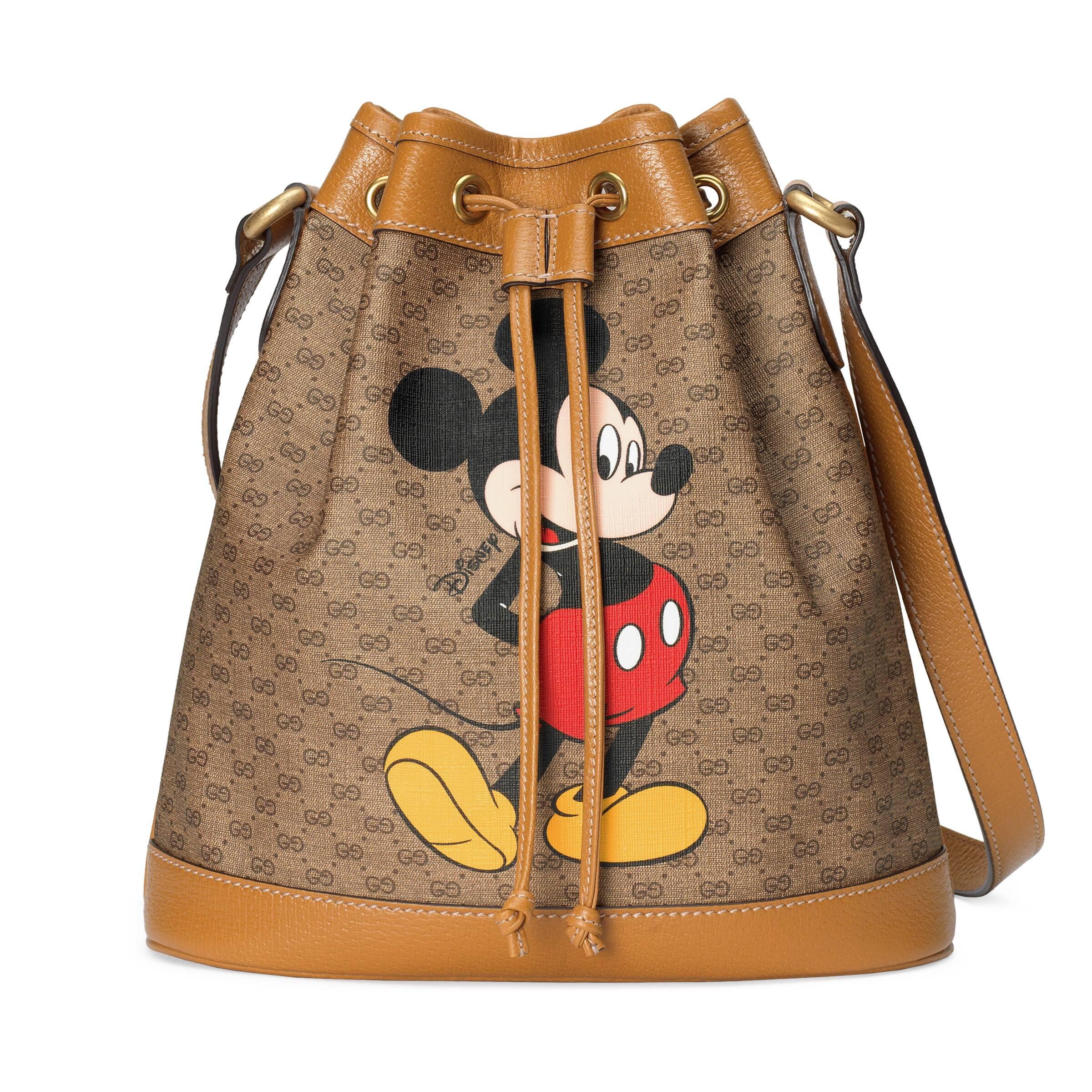 Gucci x Disney Bucket Bag Mini GG Supreme Mickey Mouse Small Beige in  Coated Canvas/Leather with Antique Gold-tone - US