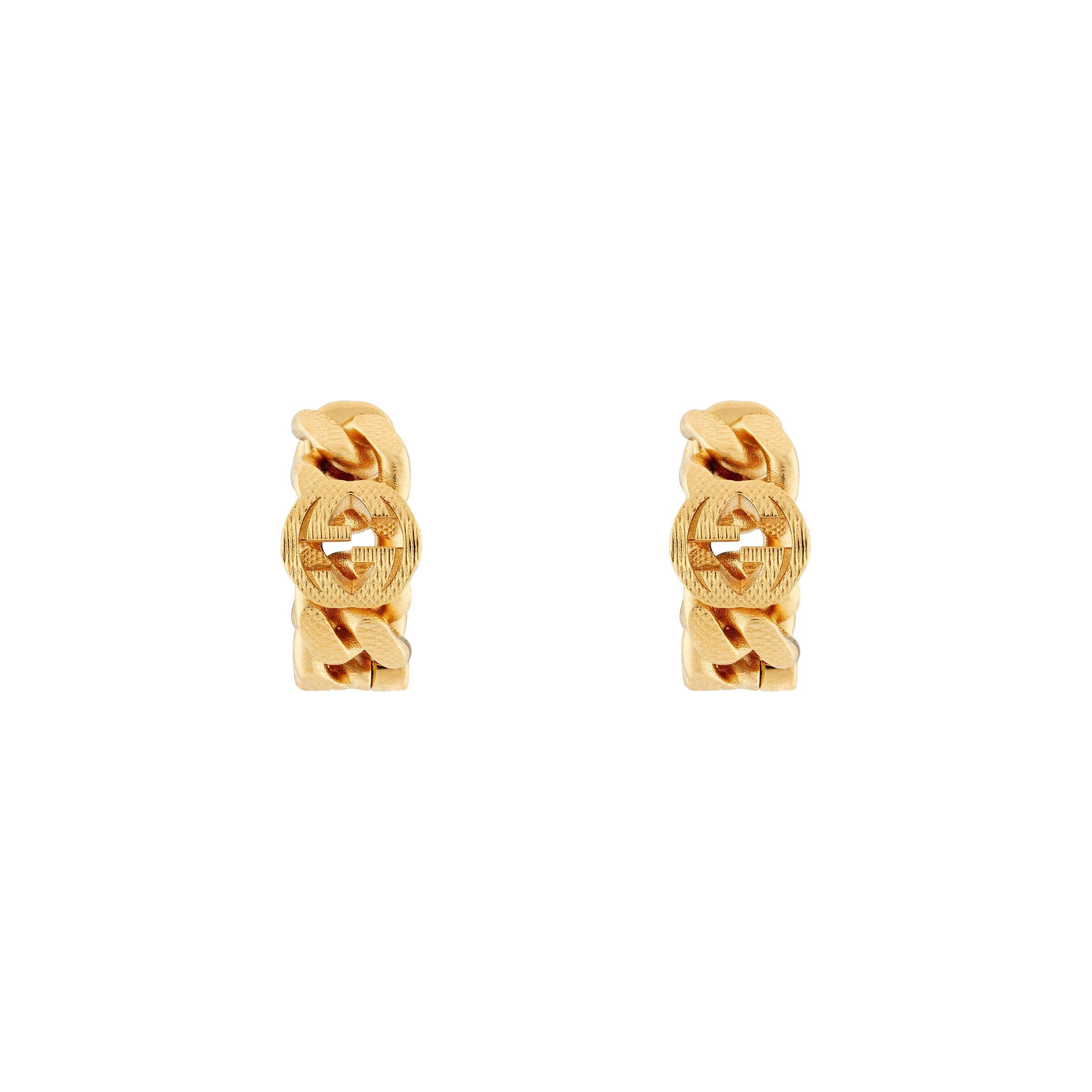 Gucci Hoop Earrings With Interlocking G in Metallic | Lyst