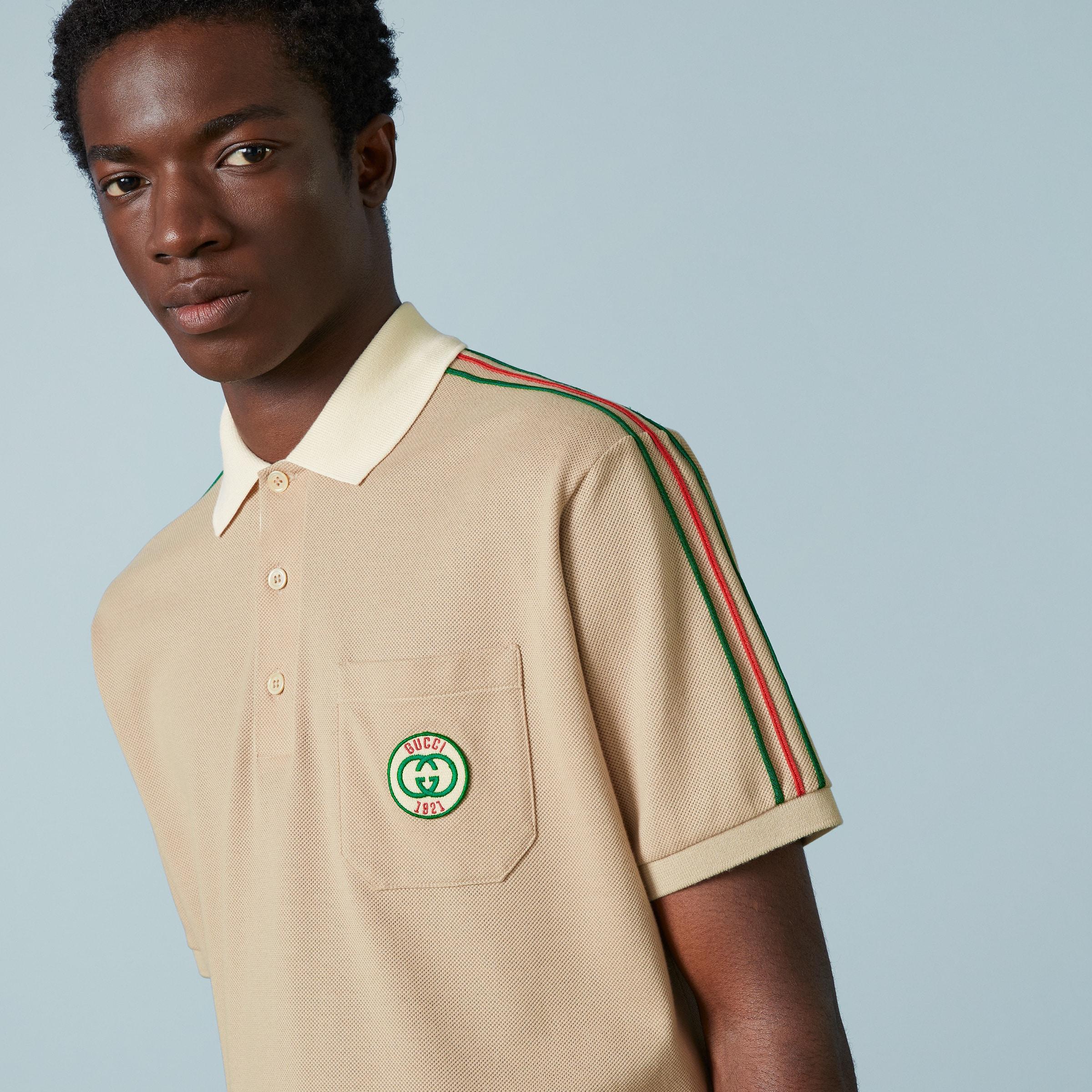 GUCCI Logo-Embroidered Stretch-Cotton Piqué Polo Shirt for Men