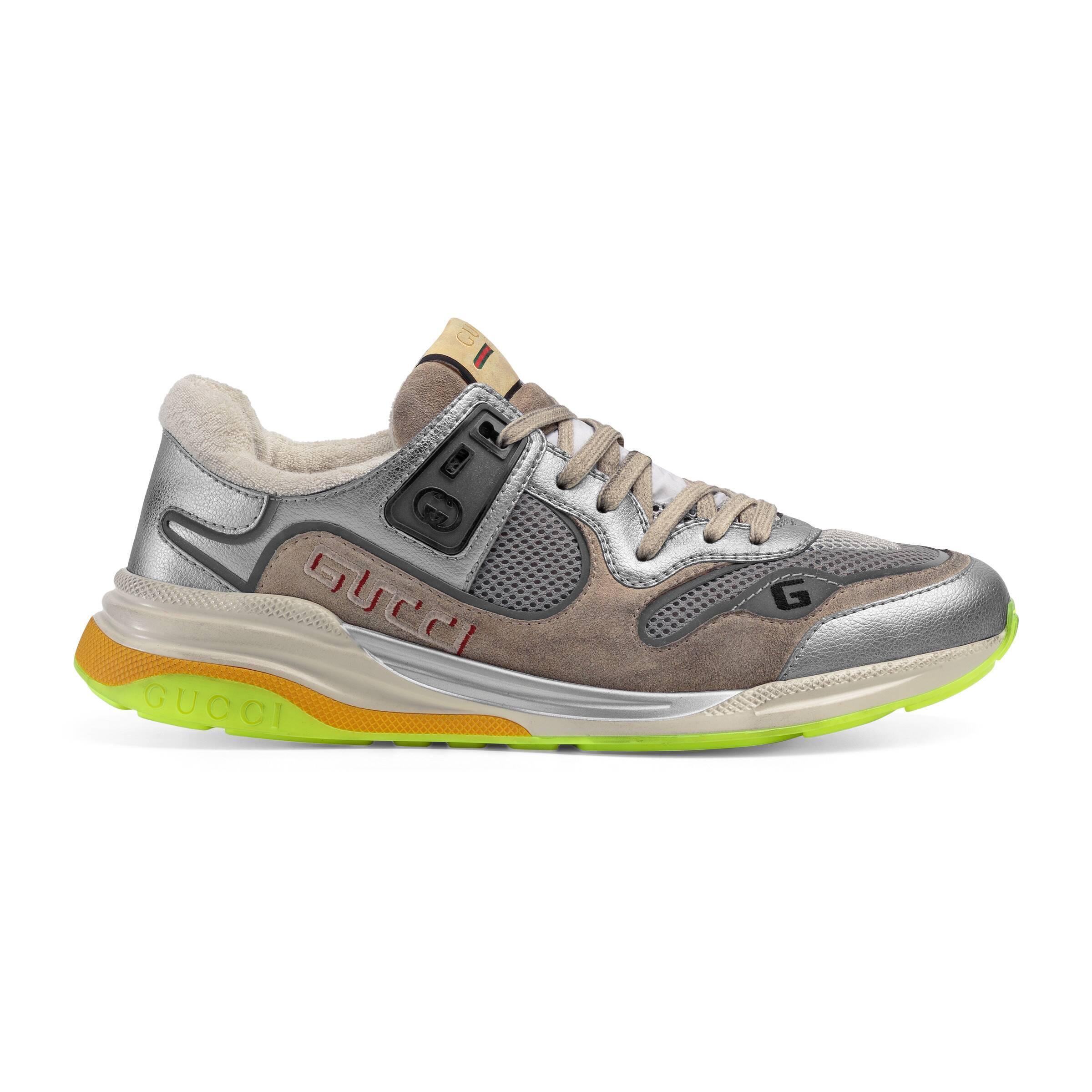 Gucci Leather Silver And Grey Ultrapace Sneakers in Metallic for Men