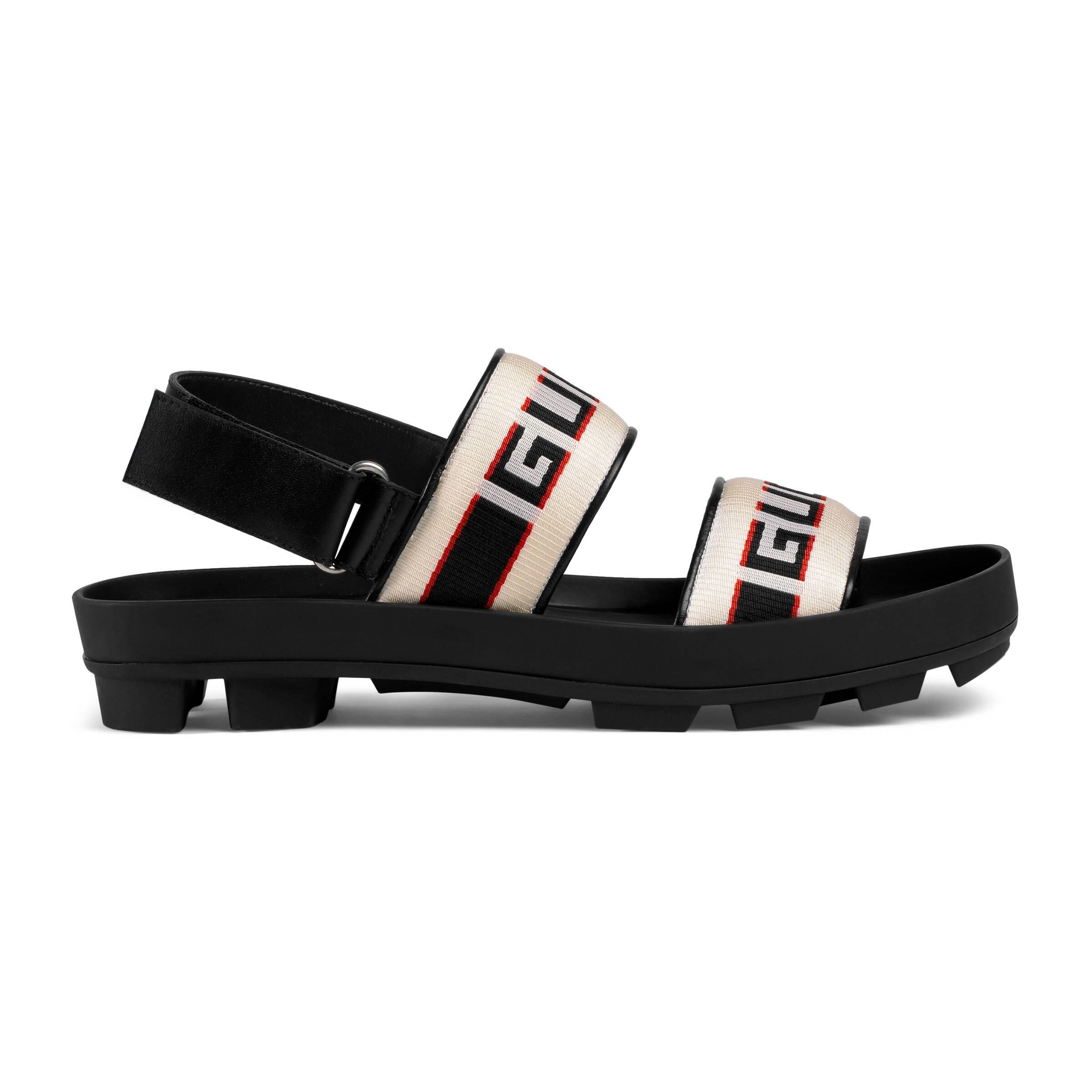 Gucci Stripe Strap Sandal in White for Men | Lyst