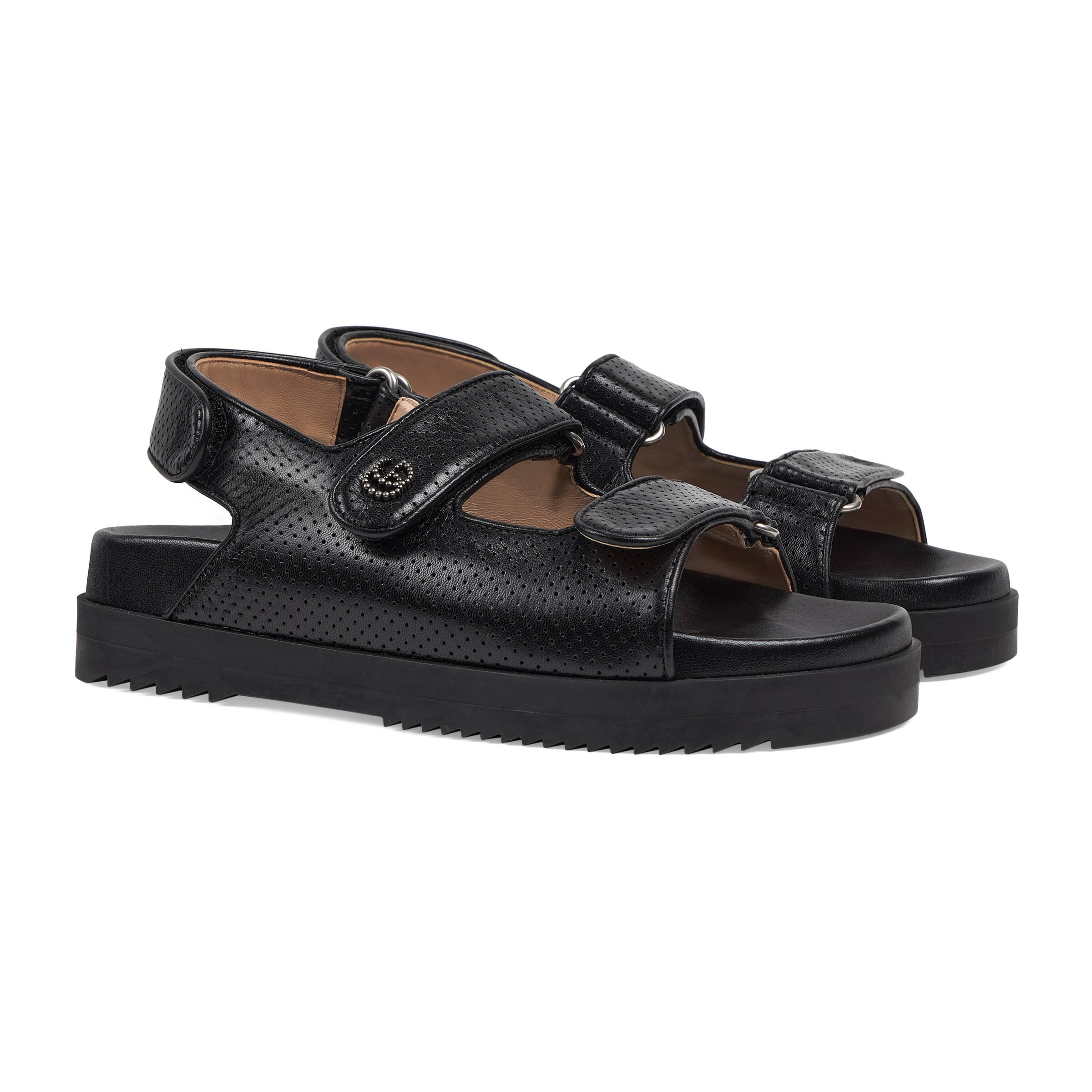 Gucci Sandal With Mini Double G in Black | Lyst